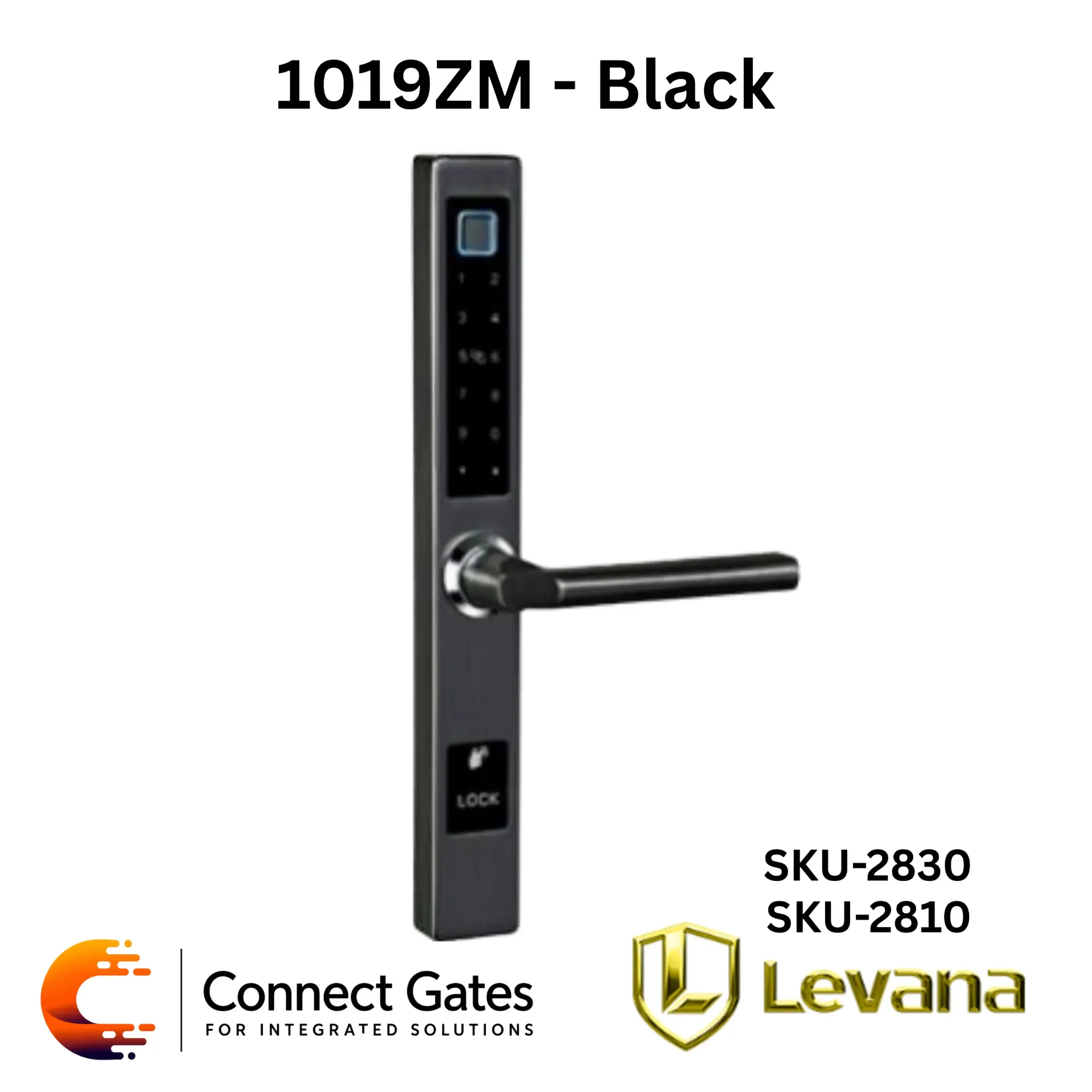Levana 1019ZM Black – Smart Aluminum Alloy Door Lock with Hook Body Lock, Fingerprint, Password, IC Card, NFC, Tuya App & Smart Life App