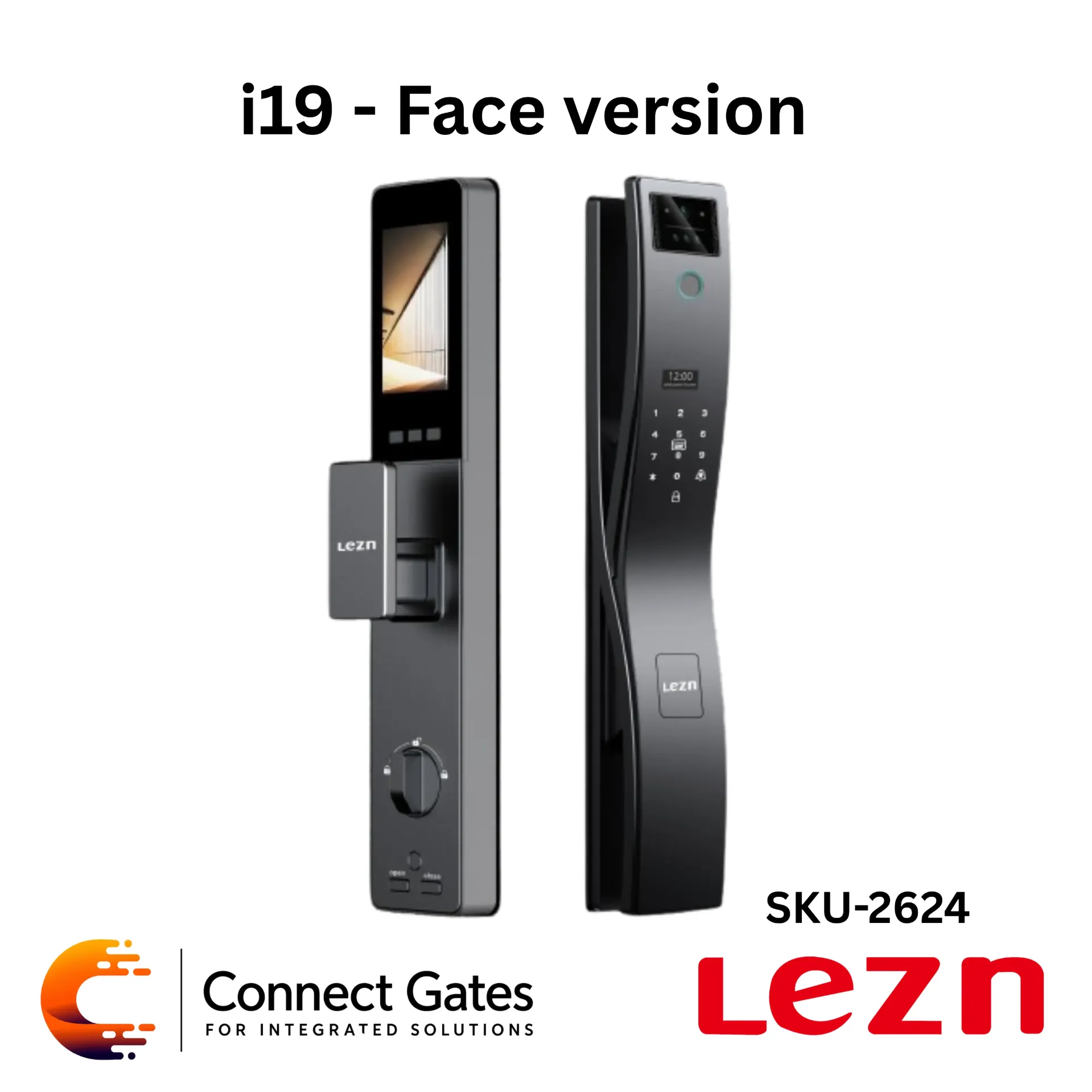 LEZN i19 Face Version – Smart Face Recognition Active Video Intercom Door Lock for Wooden & Steel Doors with Fingerprint, Password, IC Card, Magic Eye Color Night Vision Camera, 4.5-inch Internal Screen, Child Safety System, Tuya App & Smart Life App