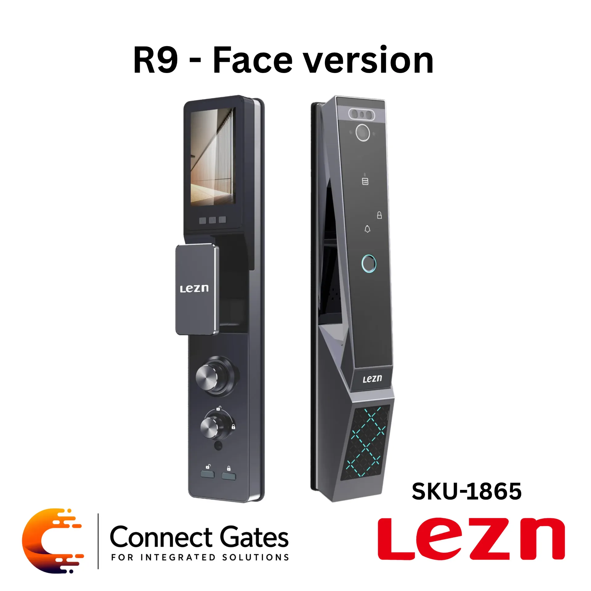 LEZN R9 Face Version – Smart Face Recognition Active Video Intercom Door Lock for Wooden & Steel Doors with Fingerprint, Password, IC Card, Magic Eye Color Night Vision Camera, 4.5-inch Internal Screen, Alexa, Child Safety System, Tuya App & Smart Life App