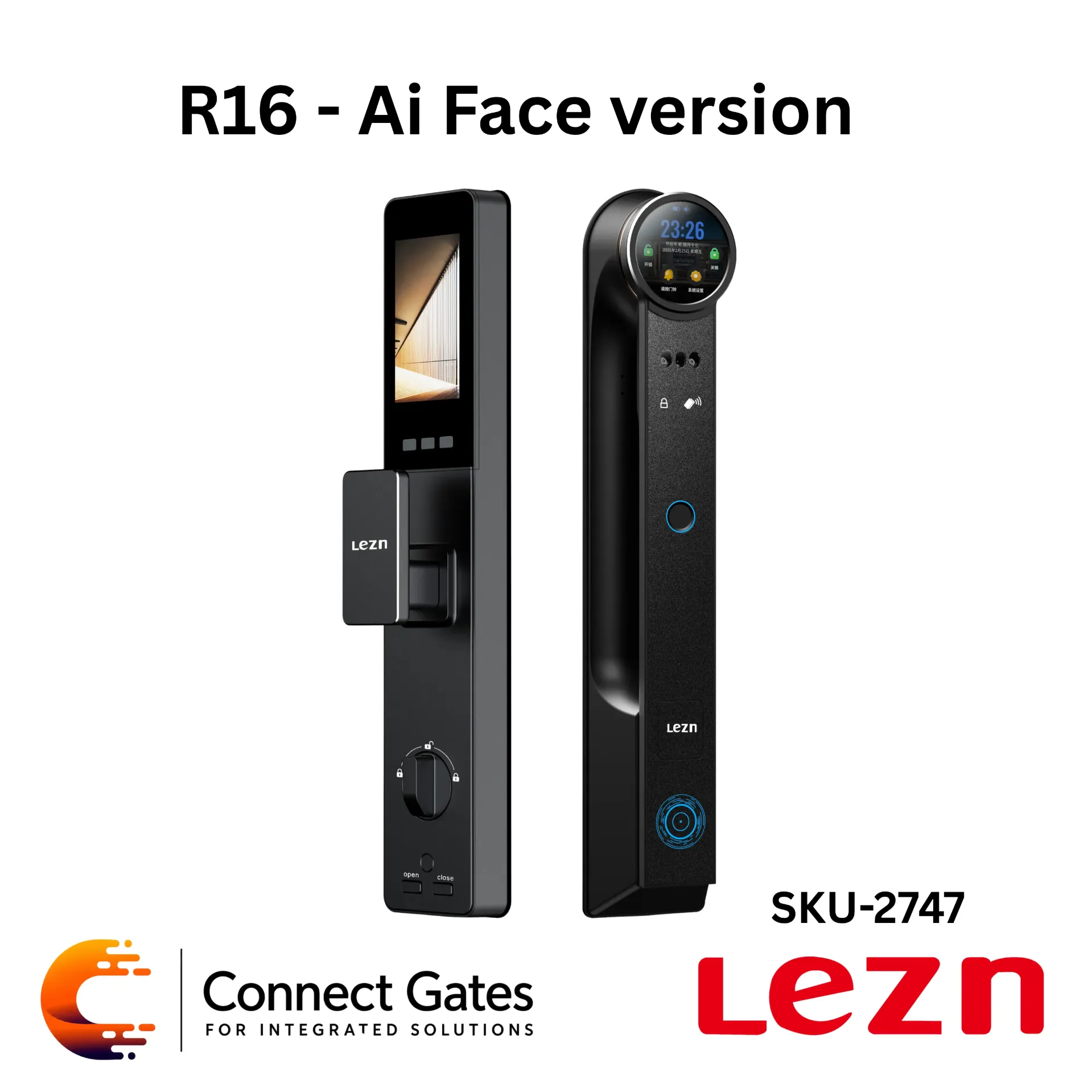[R16 AI Face Version] LEZN R16 AI Face Version – AI Smart Door Lock with Face Recognition, Fingerprint, Password, Palm Unlock, Card Access, Active Video Intercom, Two-way Audio, Night Vision, Tuya App & Smart Life App