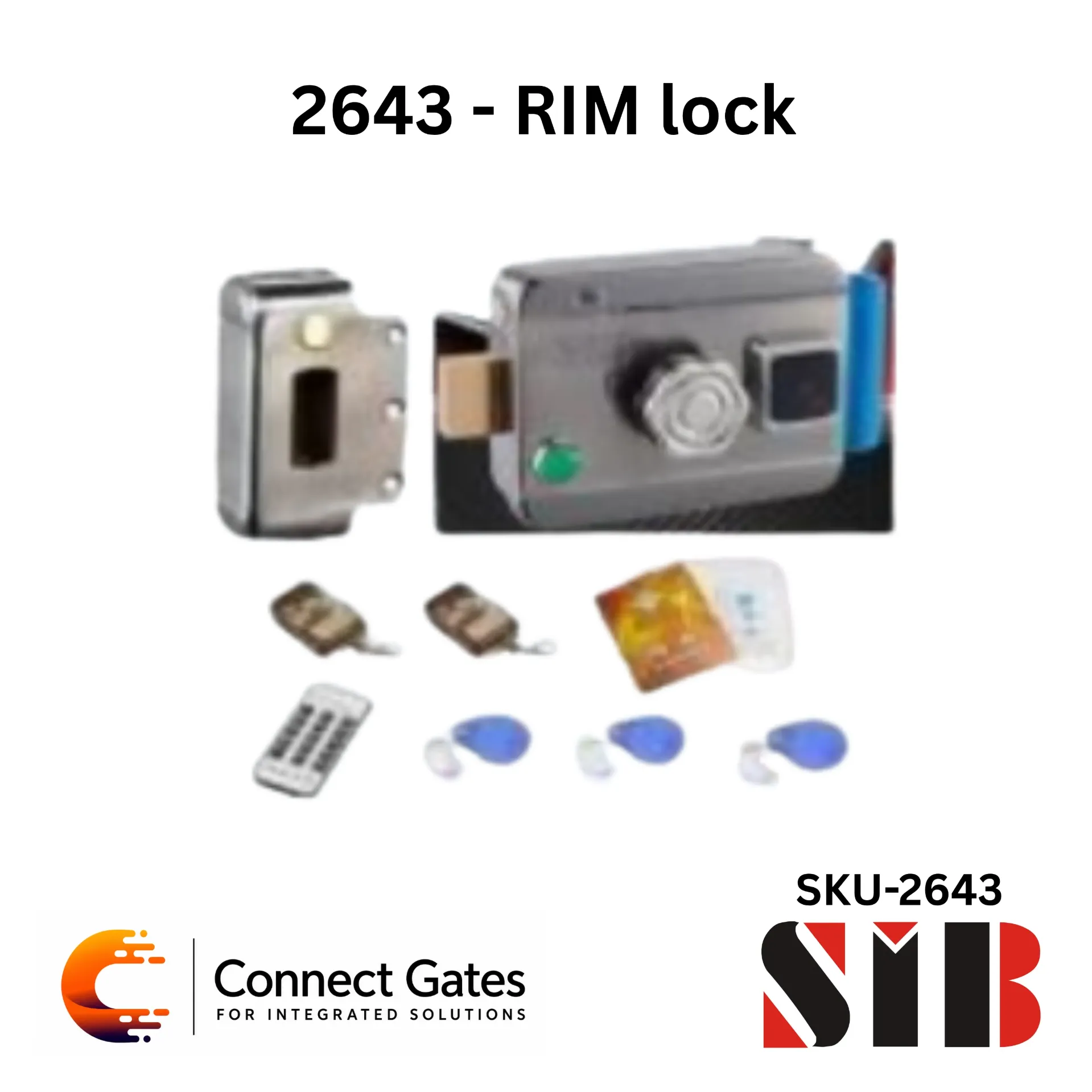[RIM Lock] SIB RIM Lock – Smart Rim Lock for Iron & Wooden Doors with ID EM 125MHz Proximity Card, 315MHz Remote Control, Metal Key, Exit Button, Handle, 2000 Users Capacity & Intercom / Access Control Integration
