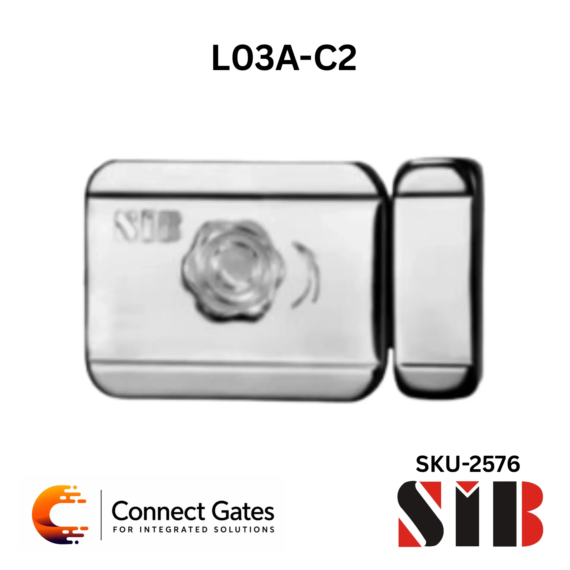 [SIB L03A-C2] SIB L03A-C2 – Smart Rim Lock for Iron & Wooden Doors with IC 13.56MHz Mifare Card, Emergency Mechanical Key, 500 Cards Capacity & 12V Power Supply
