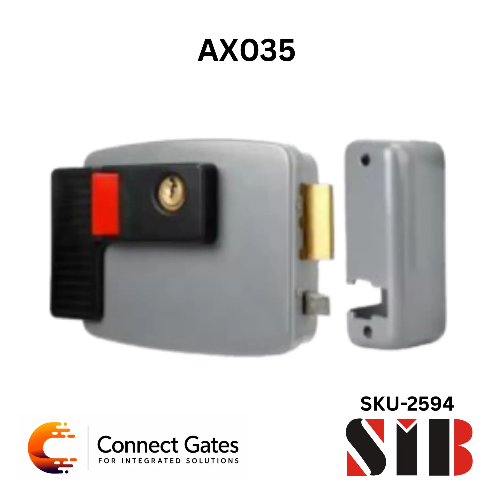 [SIB AX035] SIB AX035 – Electric Lock Latch Rim Door Lock for Access Control & Intercom Systems, Left / Right Double Open, 12V DC/AC, 2–3A NO