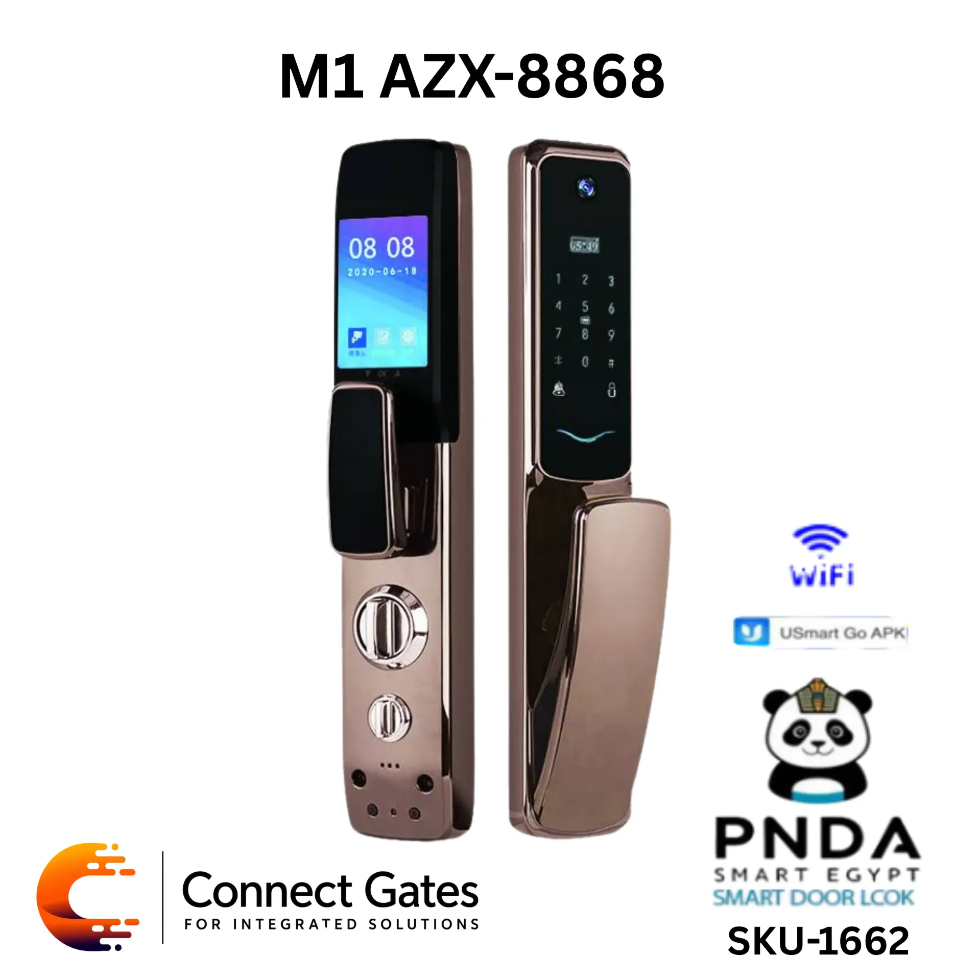 [PNDA M1 AZX-8868] PNDA M1 AZX-8868 – Smart Door Lock with Mobile App, Fingerprint, Password, Card Access & Mechanical Key