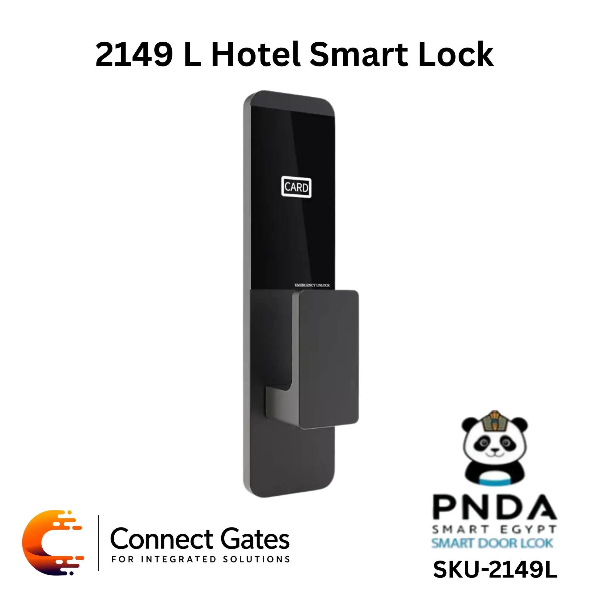 [PNDA Smart Lock Hotel Card + Key Left] PNDA Smart Lock Hotel Card + Key Left – RFID Electronic Hotel Door Lock for Wooden Doors with Card Access, Mechanical Emergency Key & Encoder Programming System