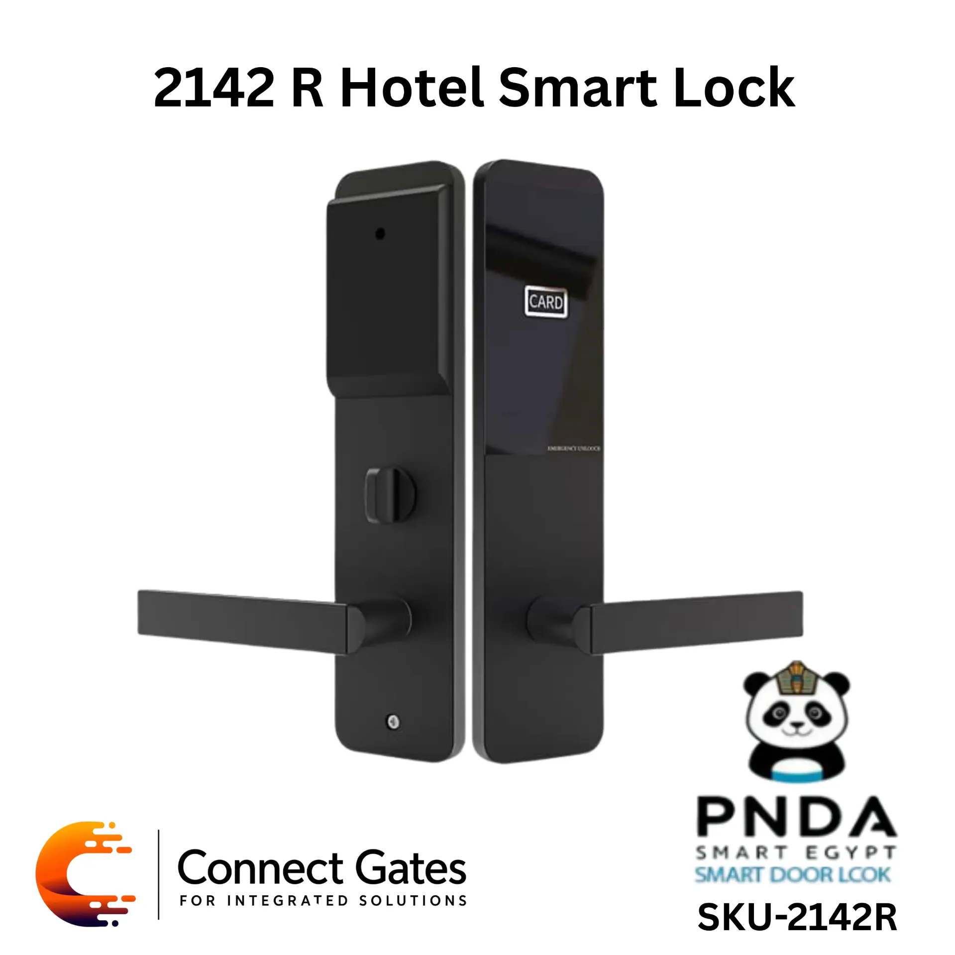 PNDA Smart Lock Hotel Card + Key Right – RFID Electronic Hotel Door Lock for Wooden Doors with Card Access, Mechanical Emergency Key & Encoder Programming System