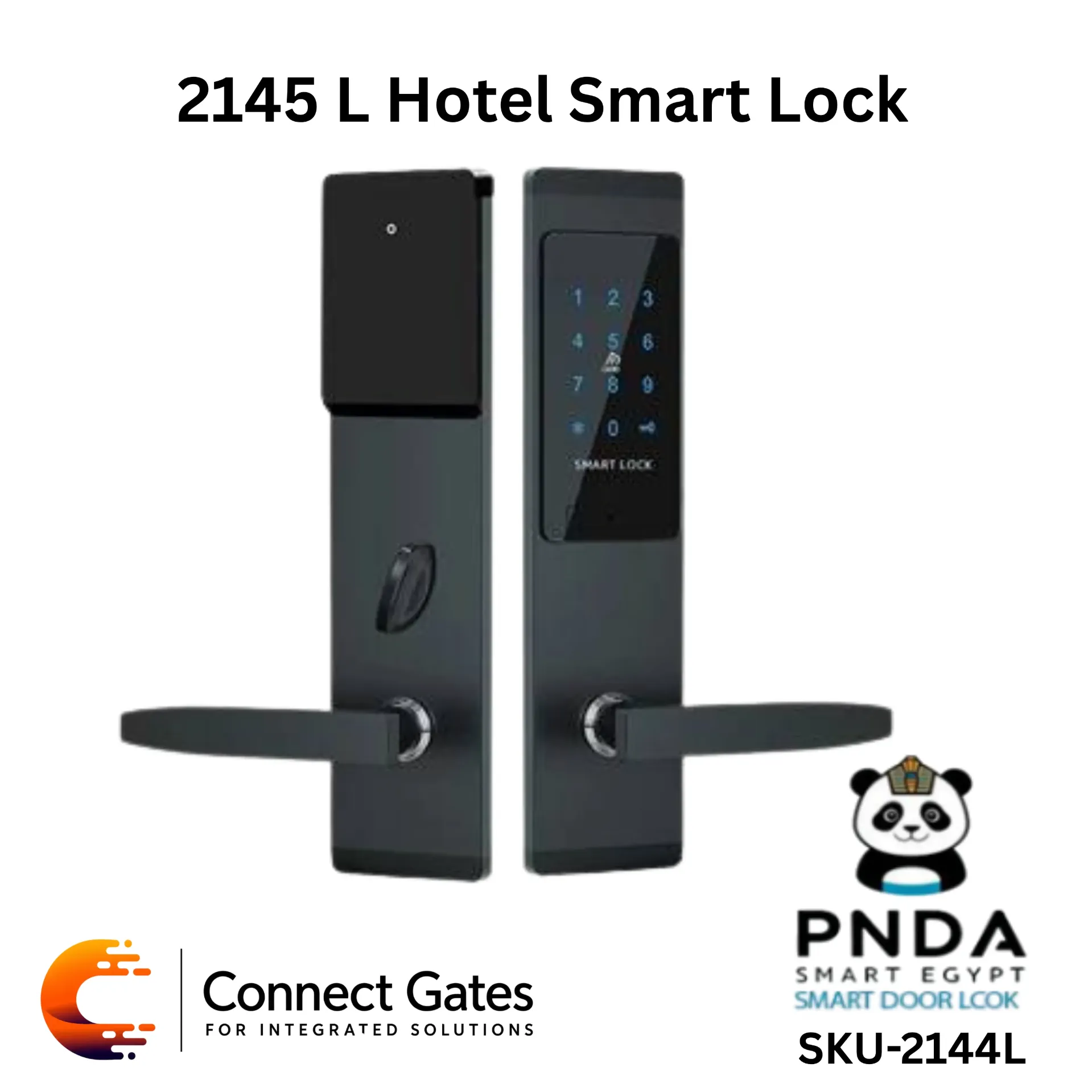 PNDA Smart Lock Hotel TTLock Card + Key Left – RFID Electronic Hotel Door Lock for Wooden Doors with Card Access, TTLock Bluetooth App, Temporary Password & Mechanical Emergency Key