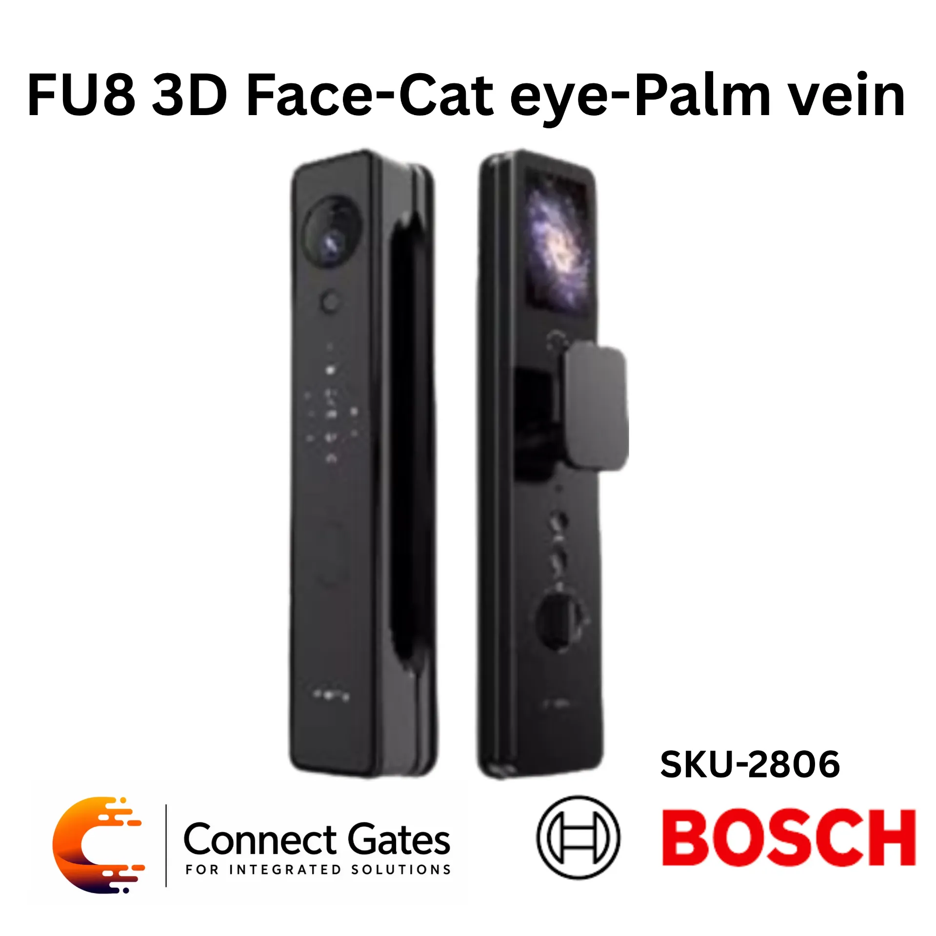 [BOSCH FU8] BOSCH FU8 – 3D Face Cat Eye Palm Vein Smart Door Lock for Wooden, Armored & Iron Doors with Face, Palm, Fingerprint, Password, IC Card, Tuya App, Smart Life App & Emergency Key