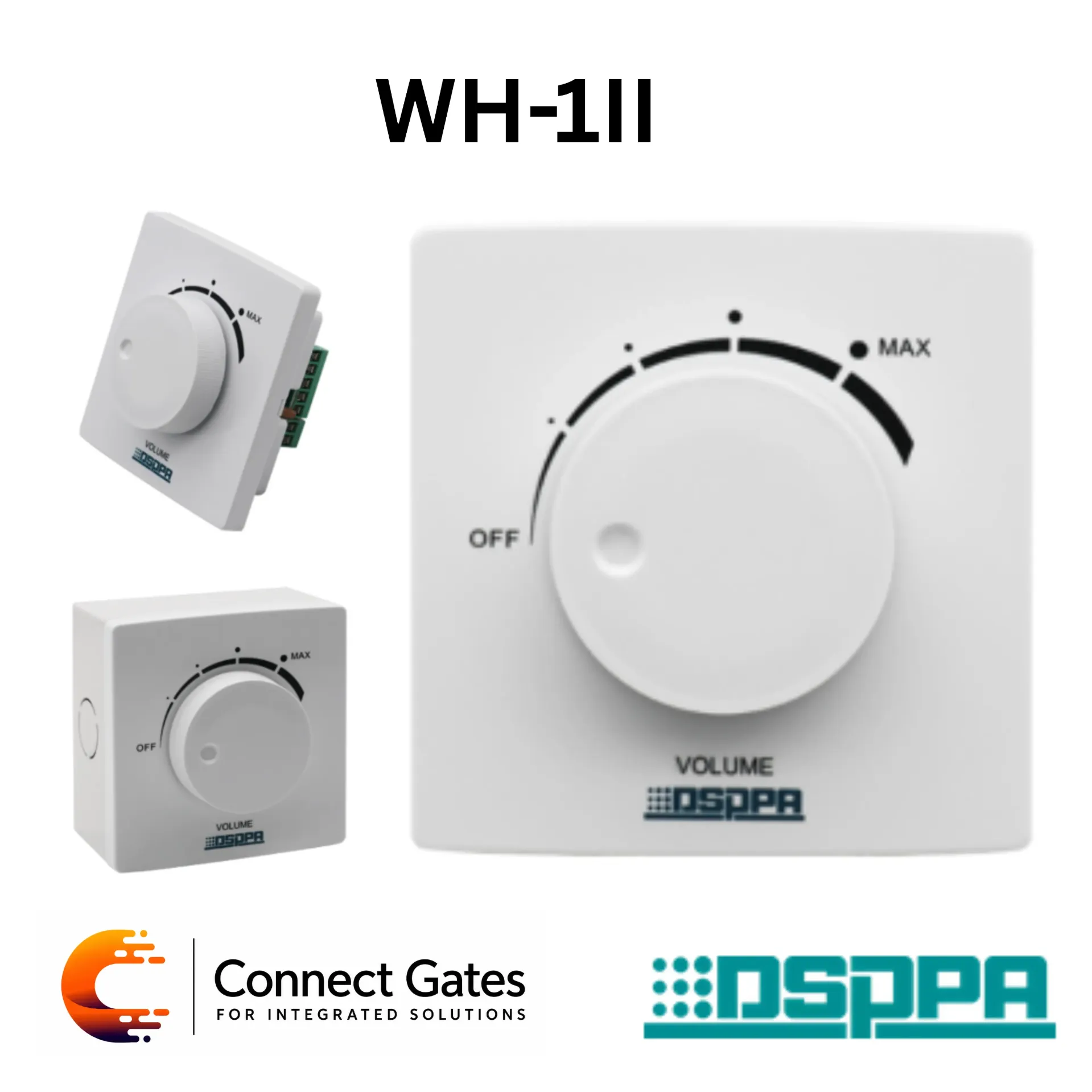 [WH-1II] DSPPA WH-1II 6W Volume Controller with Emergency Broadcast Override, 70V/100V & 2/3/4-Wire Support