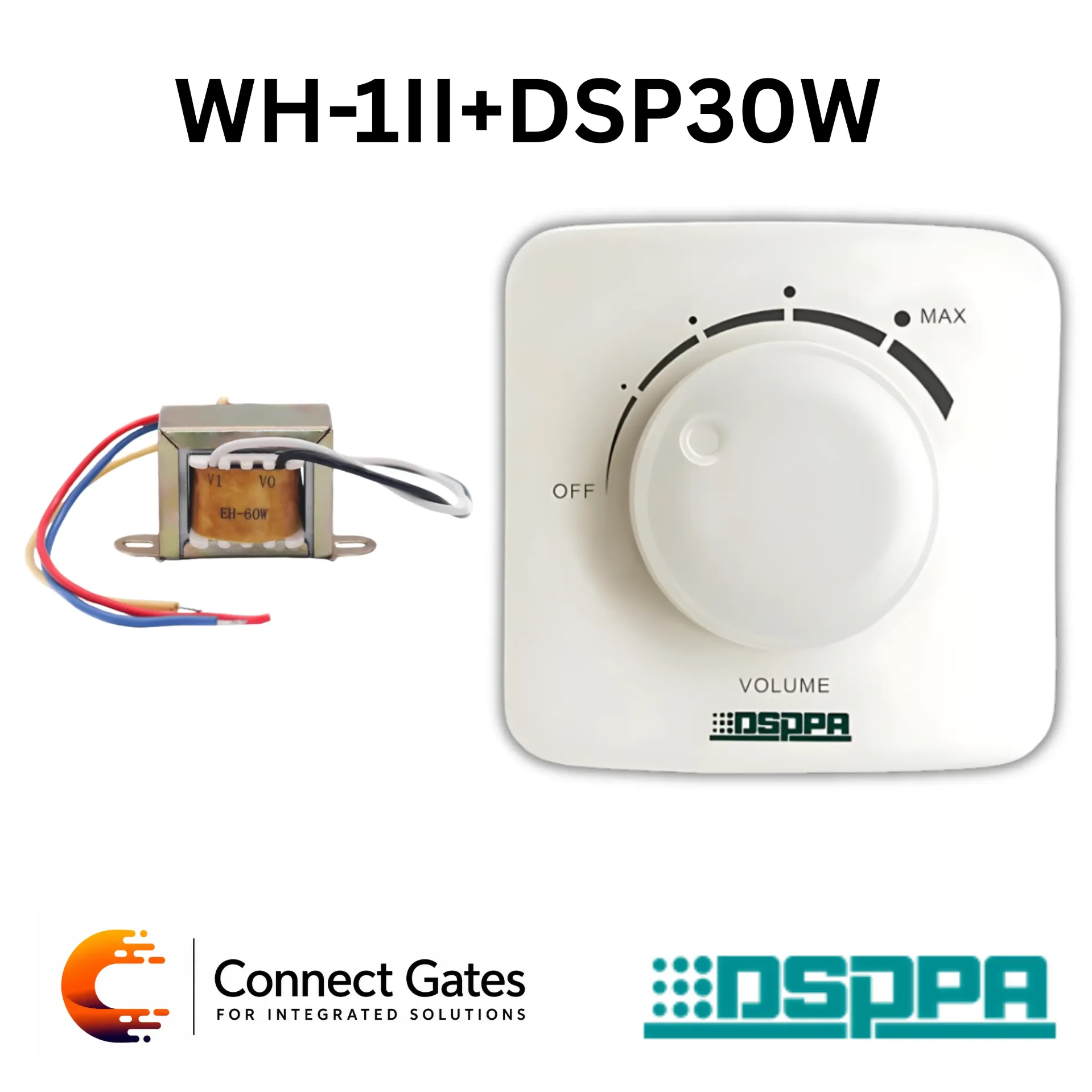 [WH-1II + DSP30W] DSPPA WH-1II + DSP30W – 30W High Quality Volume Controller with 70V/100V Support, Emergency Broadcast Override & 2/3-Wire Connection