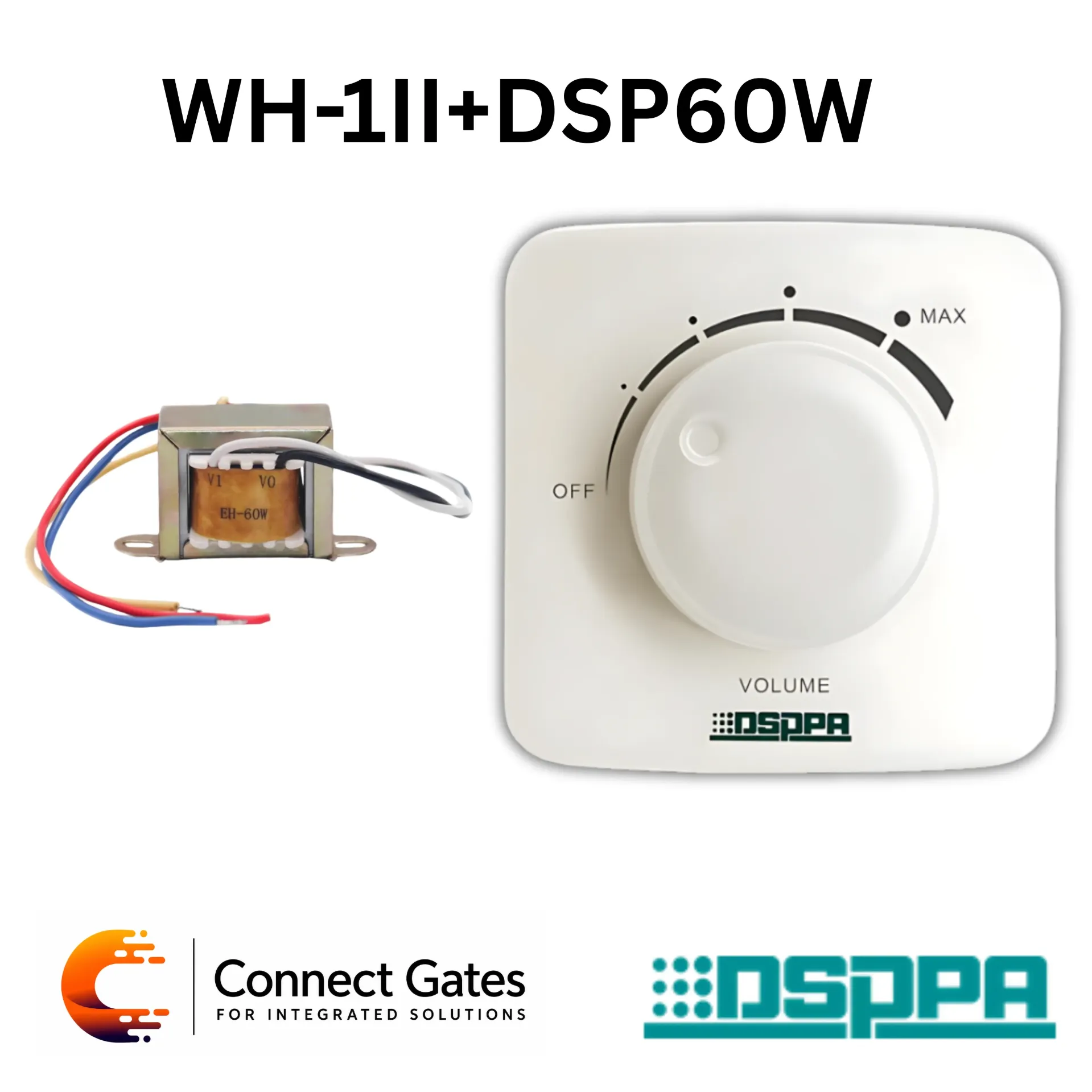 [WH-1II + DSP60W] DSPPA WH-1II + DSP60W – 60W High Quality Volume Controller with 70V/100V Support, Emergency Broadcast Override & 2/3-Wire Connection