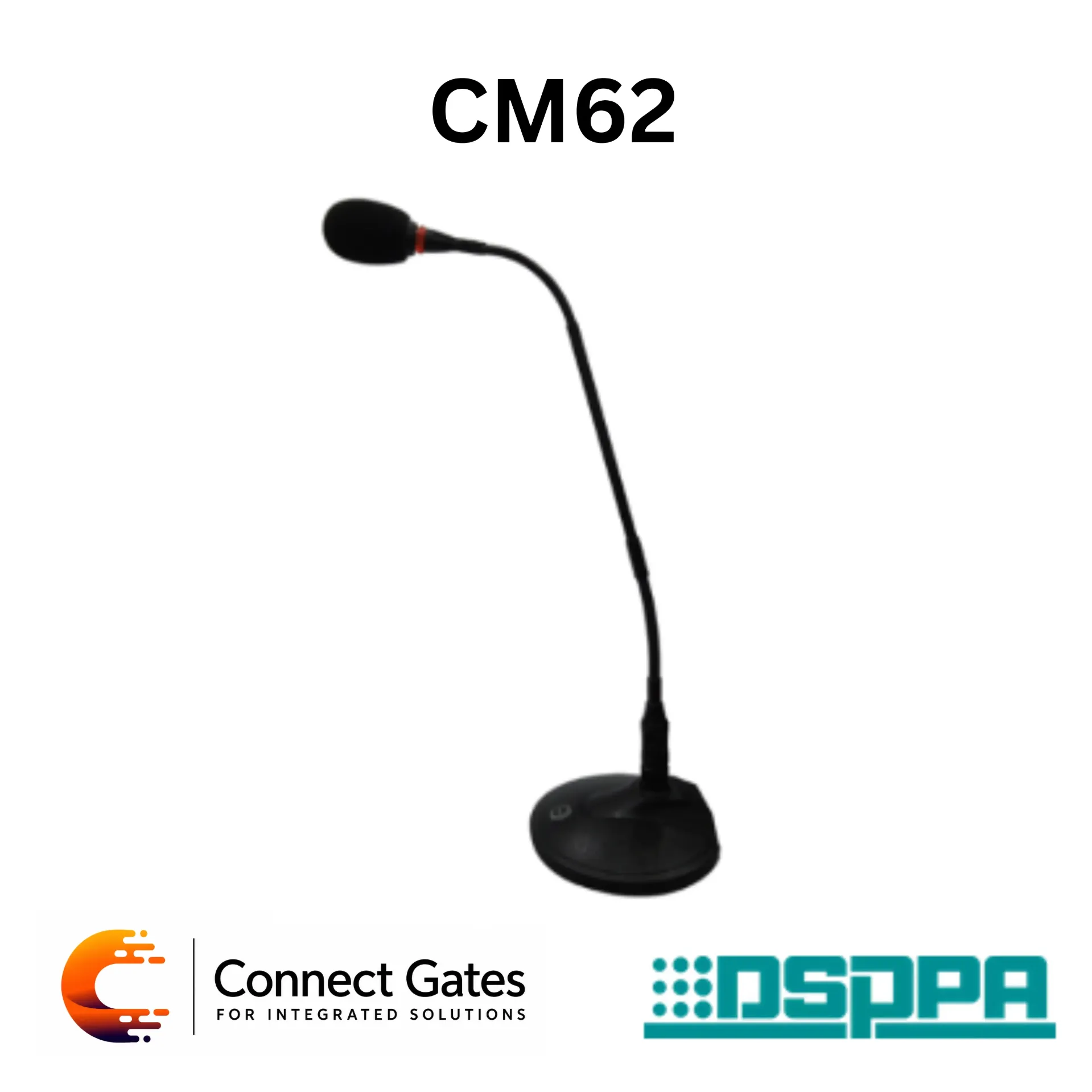 [CM62] DSPPA CM62 – Desktop Condenser Microphone with Ultra-Cardioid Pickup, 45cm Gooseneck, DC 3V & 48V Phantom Power