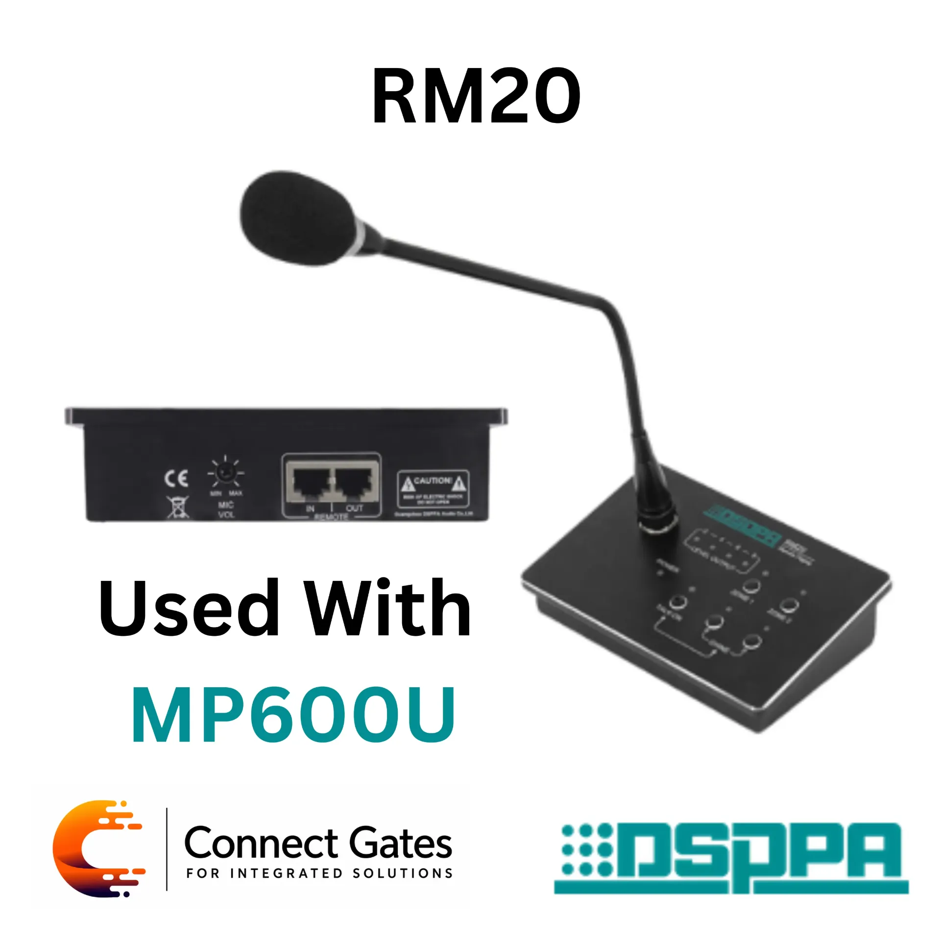 [RM20] DSPPA RM20 – 2-Zone Remote Paging Microphone with RJ45 Interface, Built-in Chime & One-Touch Talk