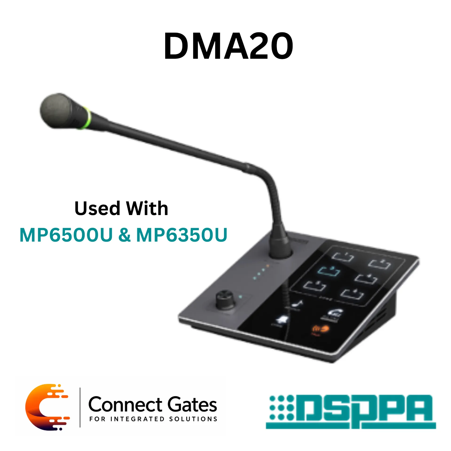 [DMA20] DSPPA DMA20 – 6-Zone Remote Paging Microphone with RJ45 Interface, Built-in Chime & One-Touch Talk