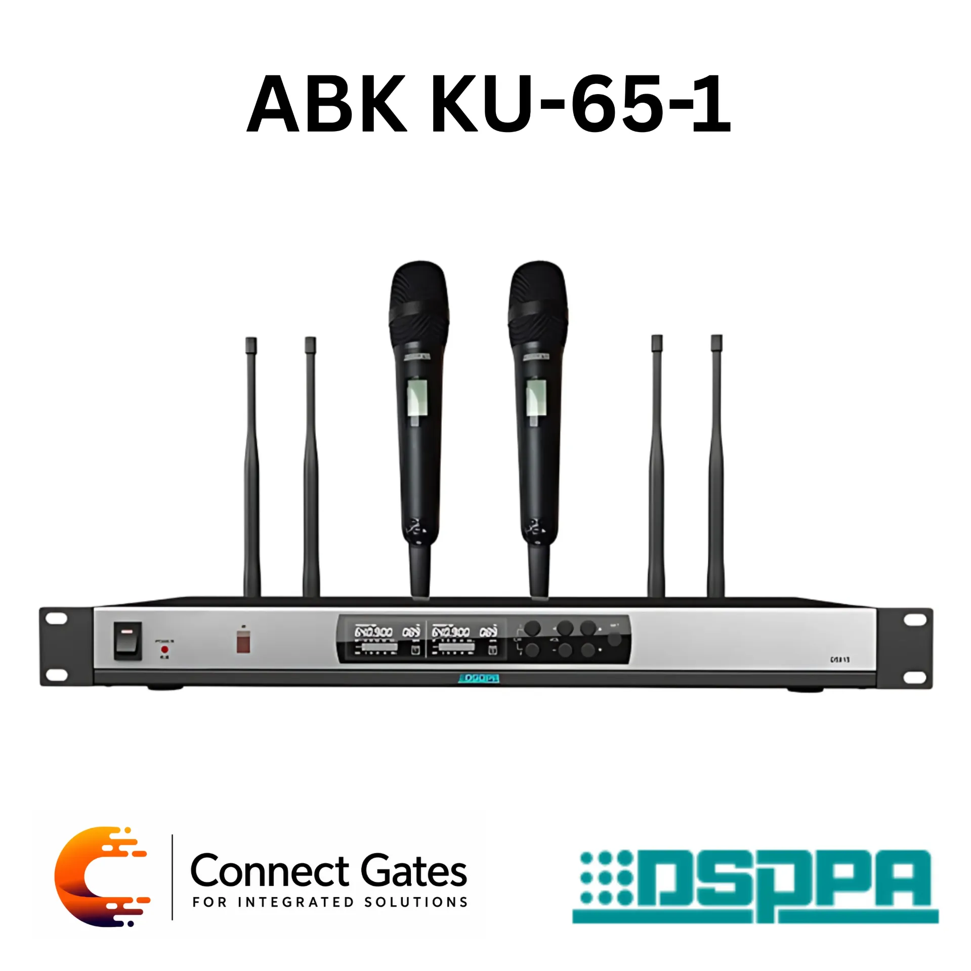 ABK KU-65-1 – UHF Dual Handheld Wireless Microphone System with LCD Display & 60m Working Distance