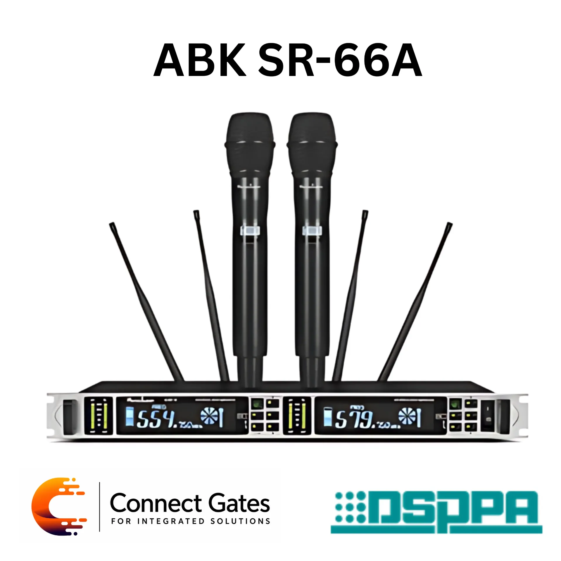 ABK SR-66A – High Range UHF True Diversity Dual Handheld Wireless Microphone System with Adjustable Frequency & 250m Working Distance