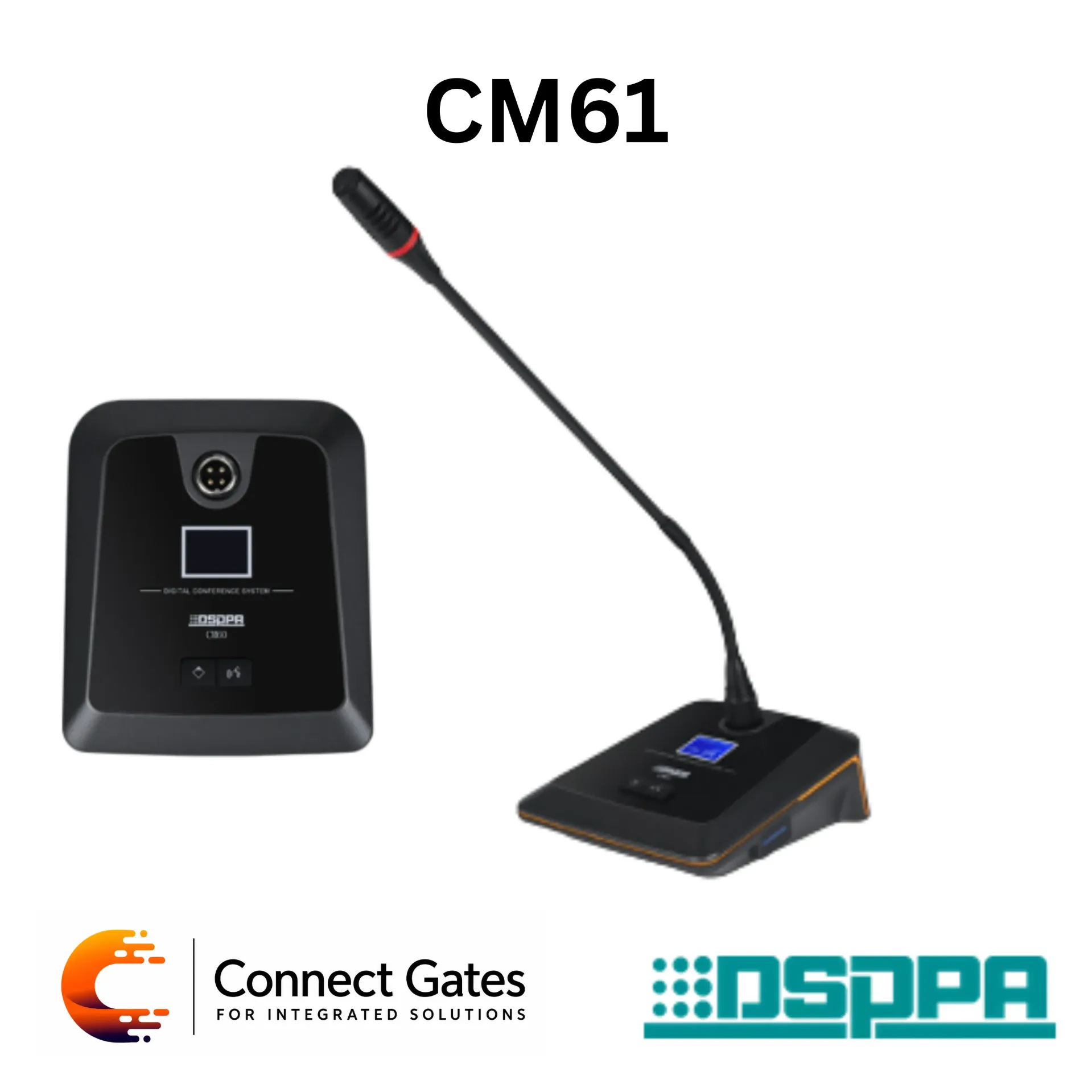 DSPPA CM61 – Digital Conference System Gooseneck Delegate Microphone with OLED Display, Speaking Light Ring & Cardioid Pickup