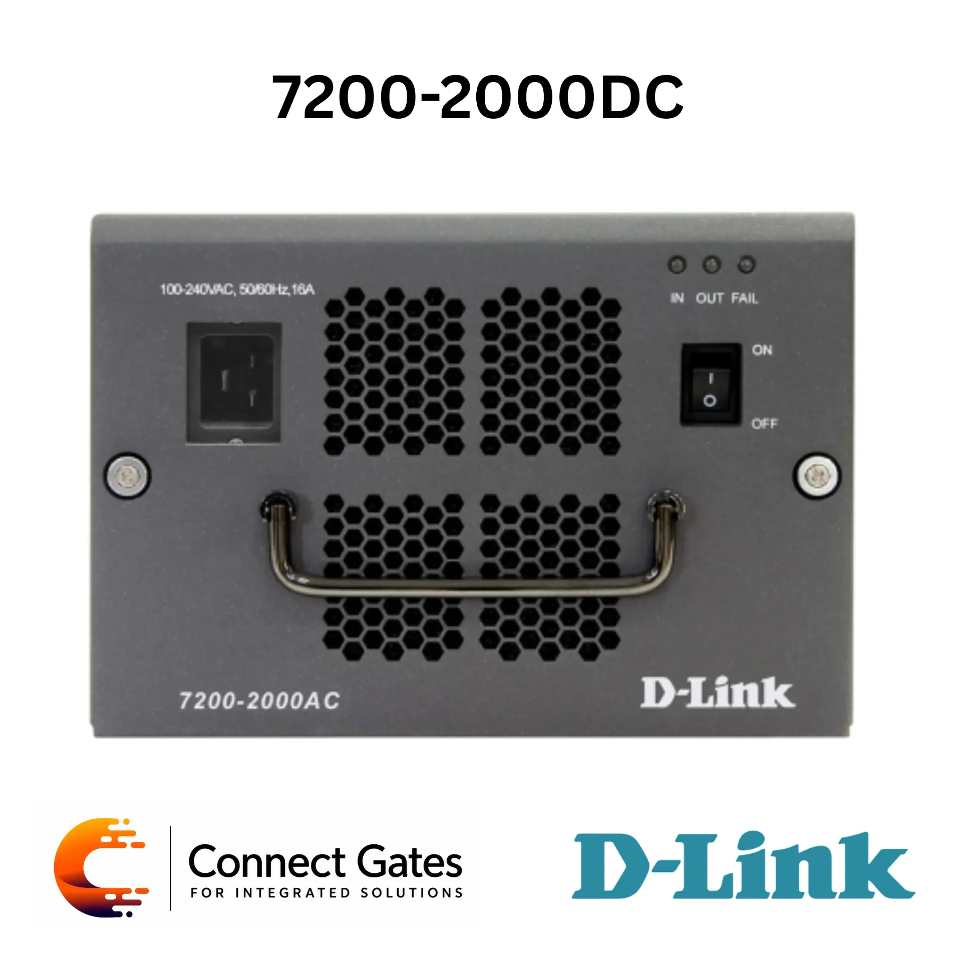 [7200-2000DC] D-Link DES-7200-2000DC– 1200W Redundant DC Power Supply Module for DES-7200 Series Chassis Switches