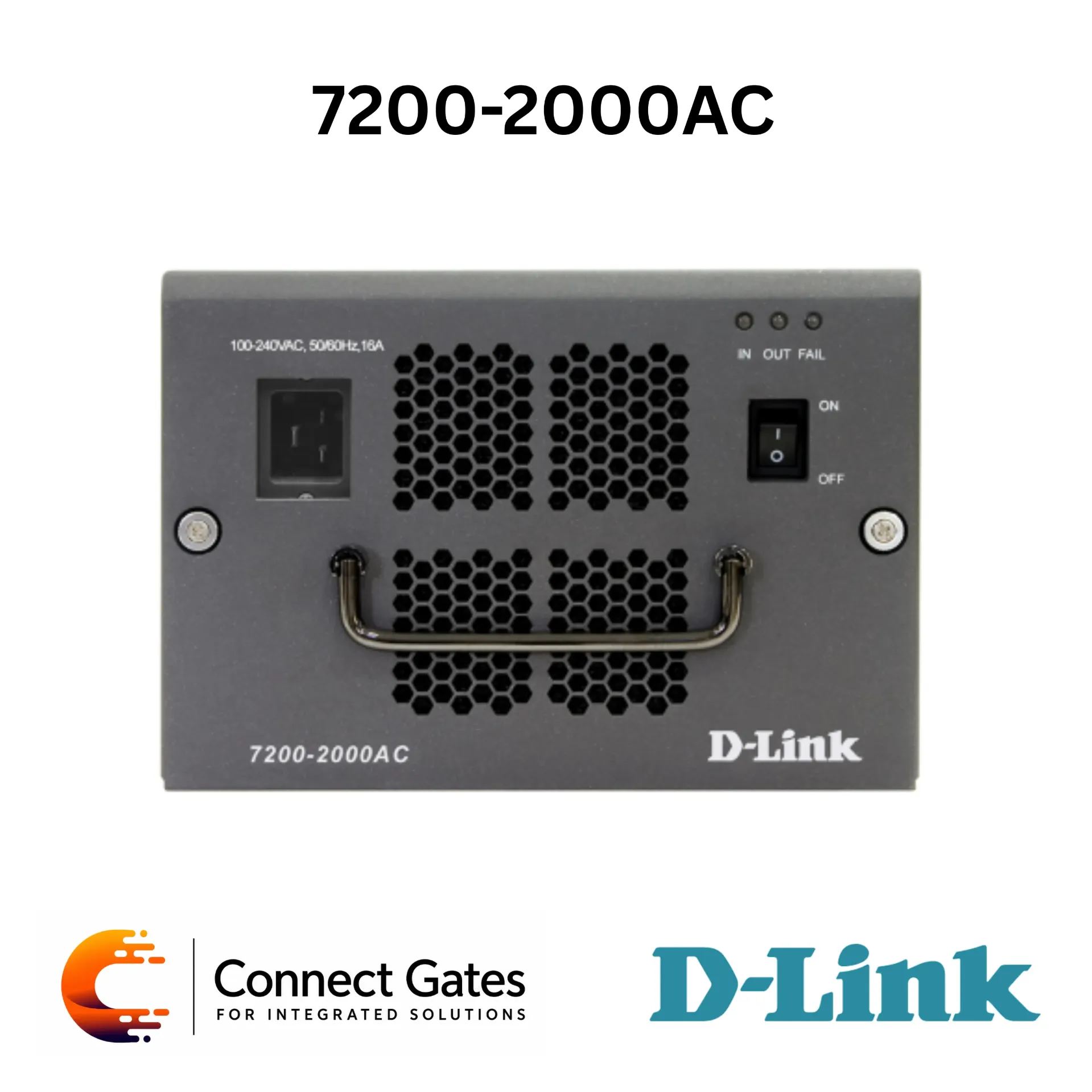 [7200-2000AC] D-Link DES-7200-2000AC – 2000W Redundant AC Power Supply Module for DES-7200 Series Chassis Switches