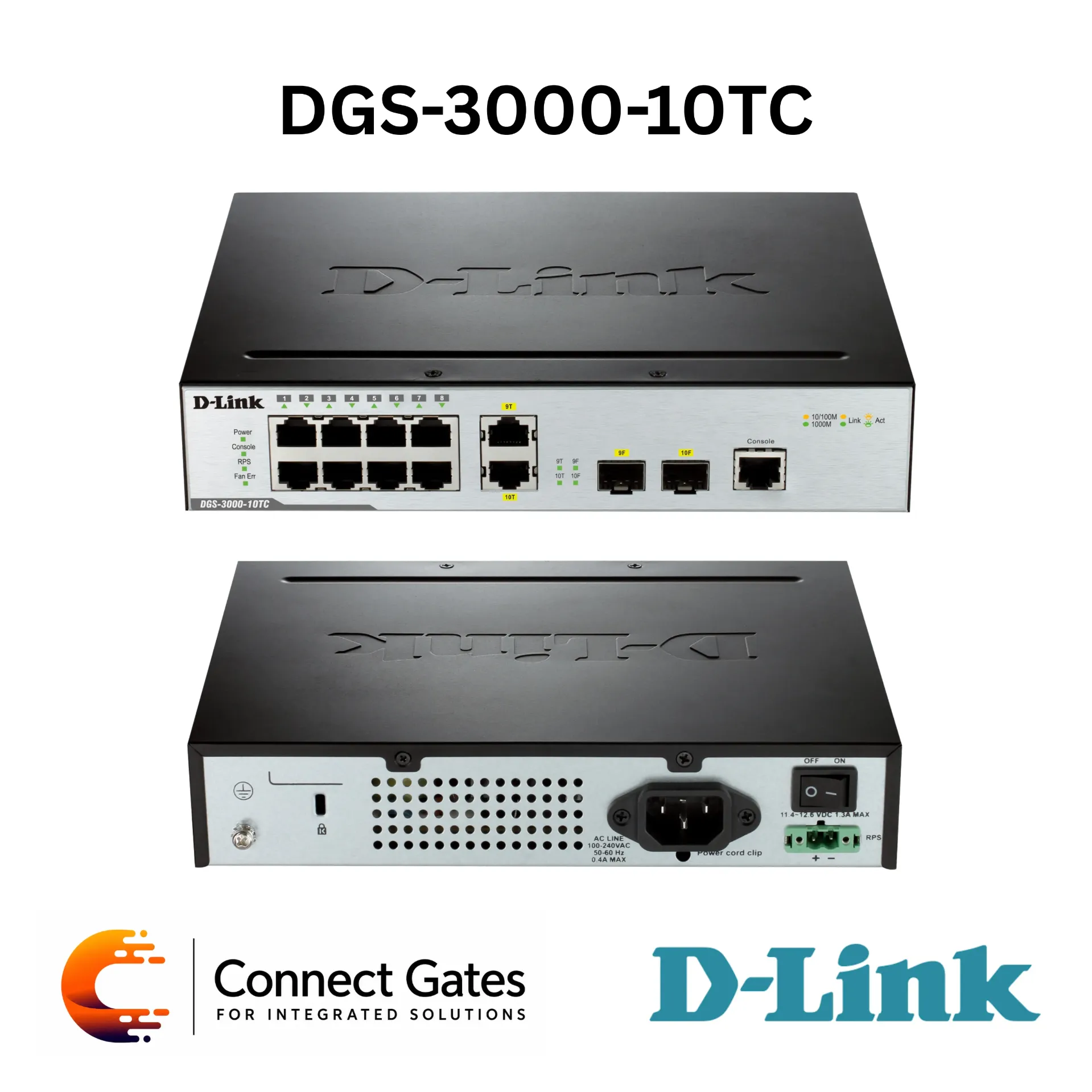 [DGS-3000-10TC] D-Link DGS-3000-10TC – 8-Port Gigabit Layer 2 Managed Switch with 2 Combo SFP Uplink Ports