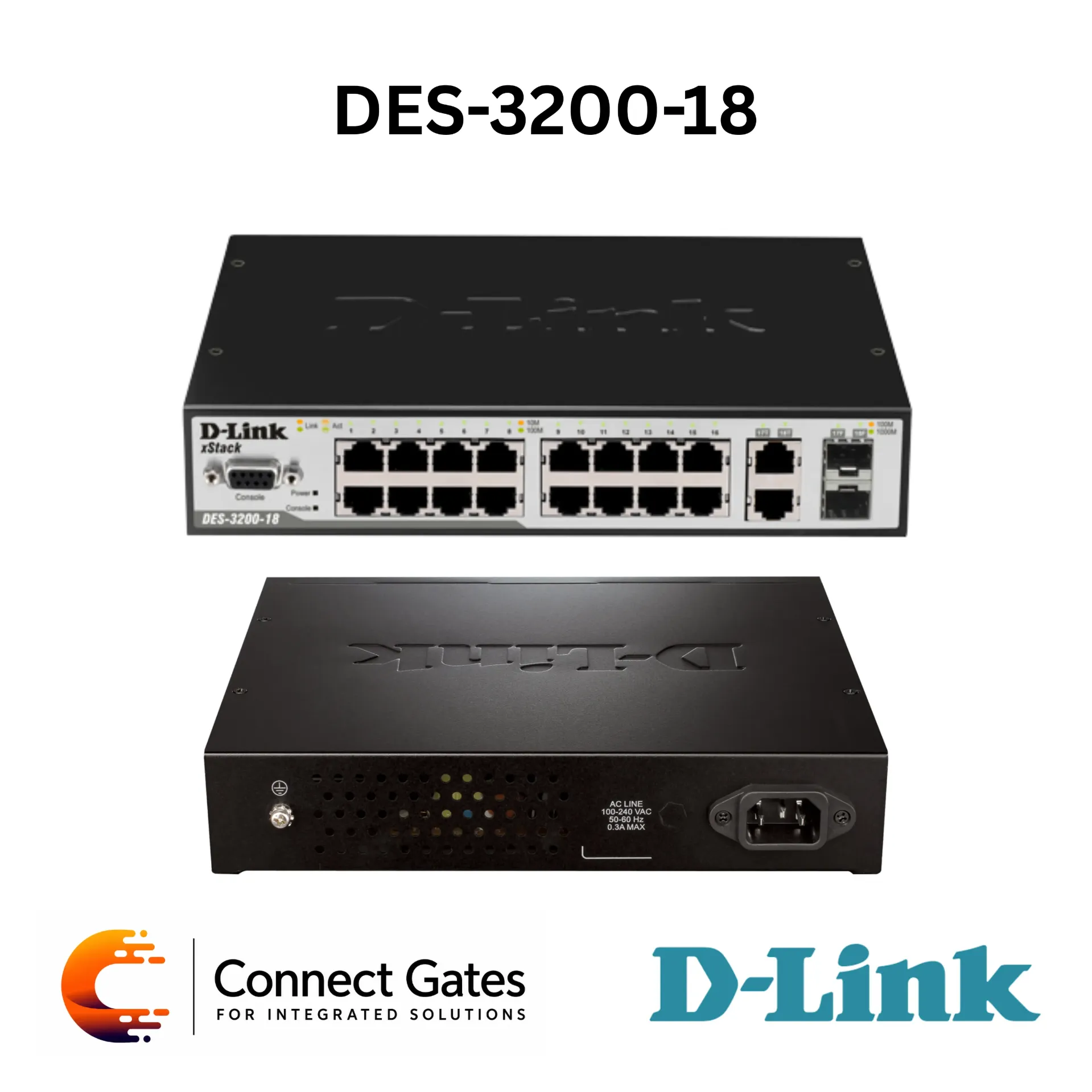 [DES-3200-18] D-Link DES-3200-18 – 16-Port Fast Ethernet Layer 2 Managed Switch with Gigabit SFP/Combo Uplinks