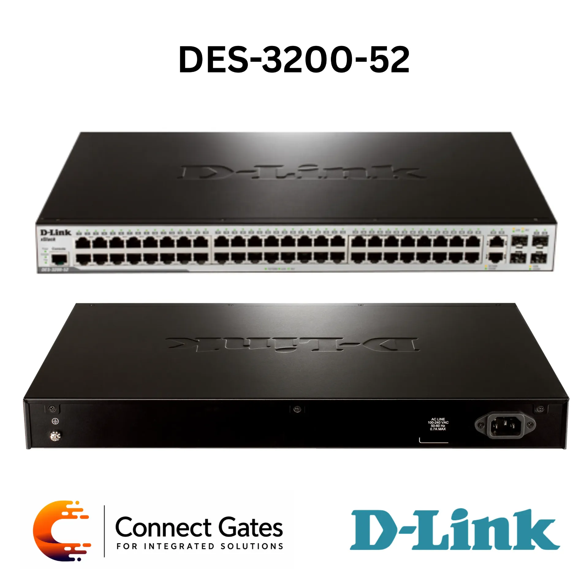 D-Link DES-3200-52 – 48-Port Fast Ethernet Layer 2 Managed Switch with Gigabit SFP/Combo Uplinks
