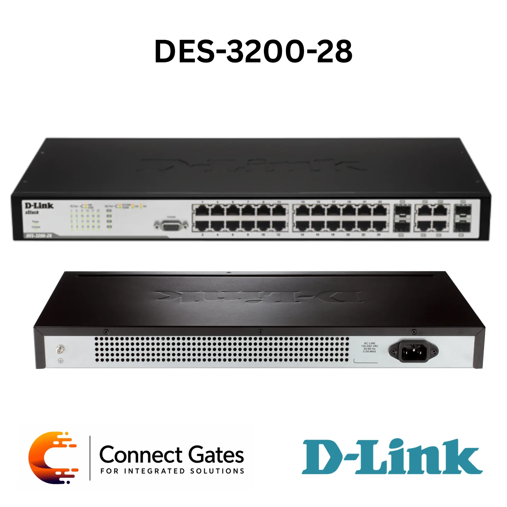 D-Link DES-3200-28 – 24-Port Fast Ethernet Layer 2 Managed Switch with 2 SFP Ports & 2 Gigabit Combo Uplink Ports