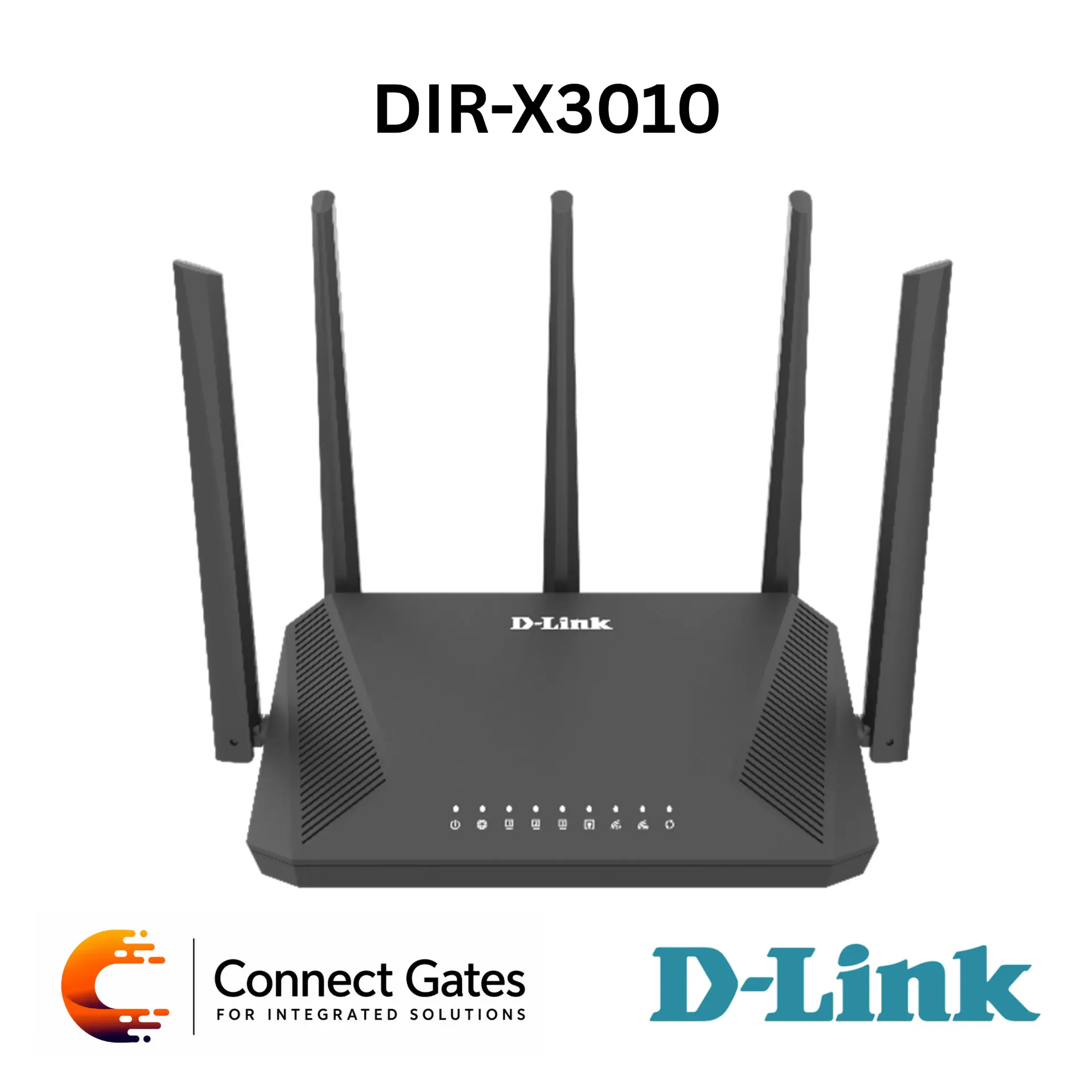D-Link DIR-X3010 – AX3000 Wi-Fi 6 Multi-Gigabit Mesh Router with 2.5G WAN, 3 Gigabit LAN Ports, 5 External Antennas, Smart Roaming, WPA3 & D-Link Wi-Fi Mesh