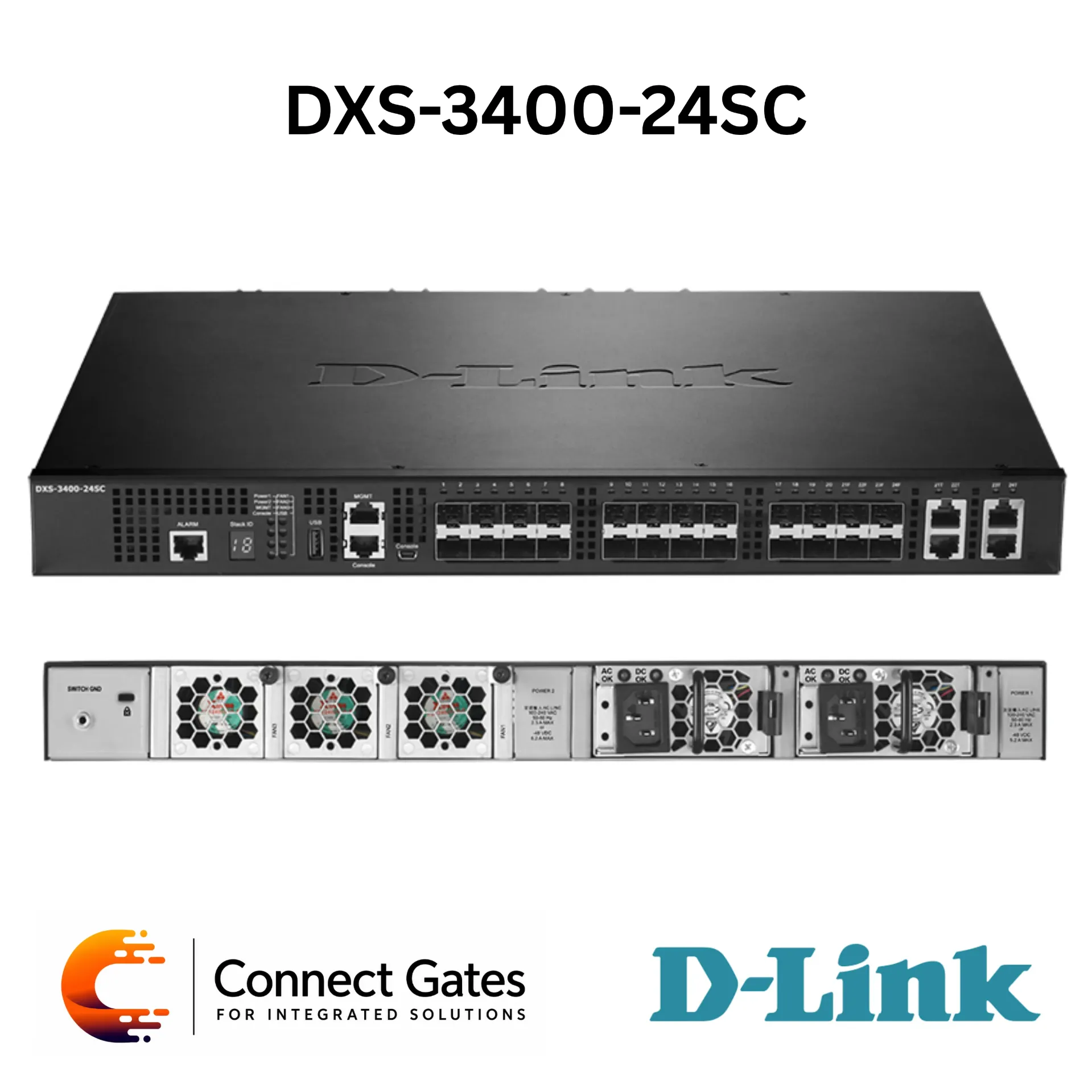 [DXS-3400-24SC] 20-port 10 GbE SFP+ and 4-port 10GBASE-T/SFP+ combo design L3 Managed Switch
