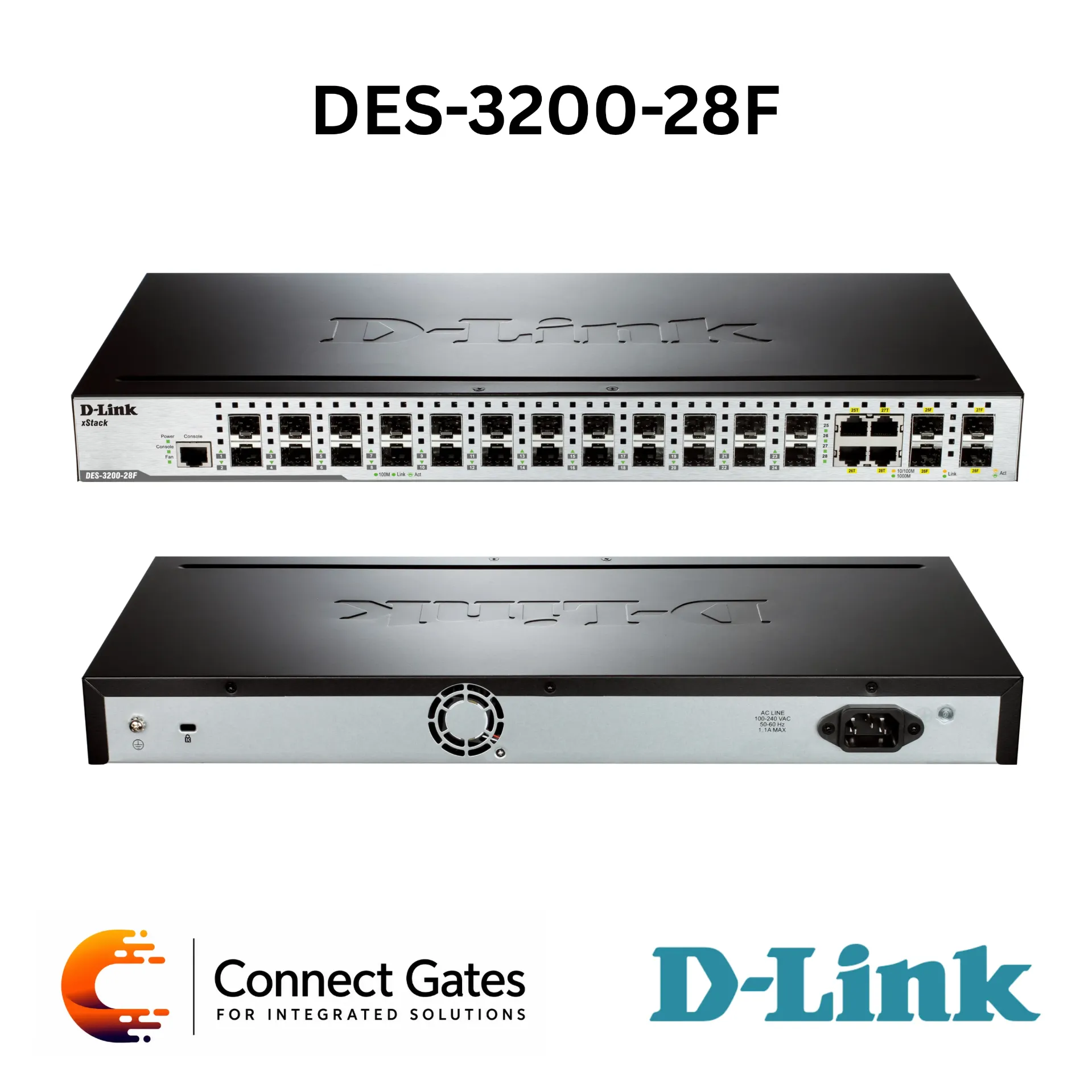 [DES-3200-28F] 24 SFP port 100Base-T + 4 Combo 1000Base-T/SFP ports L2 Managed Switch