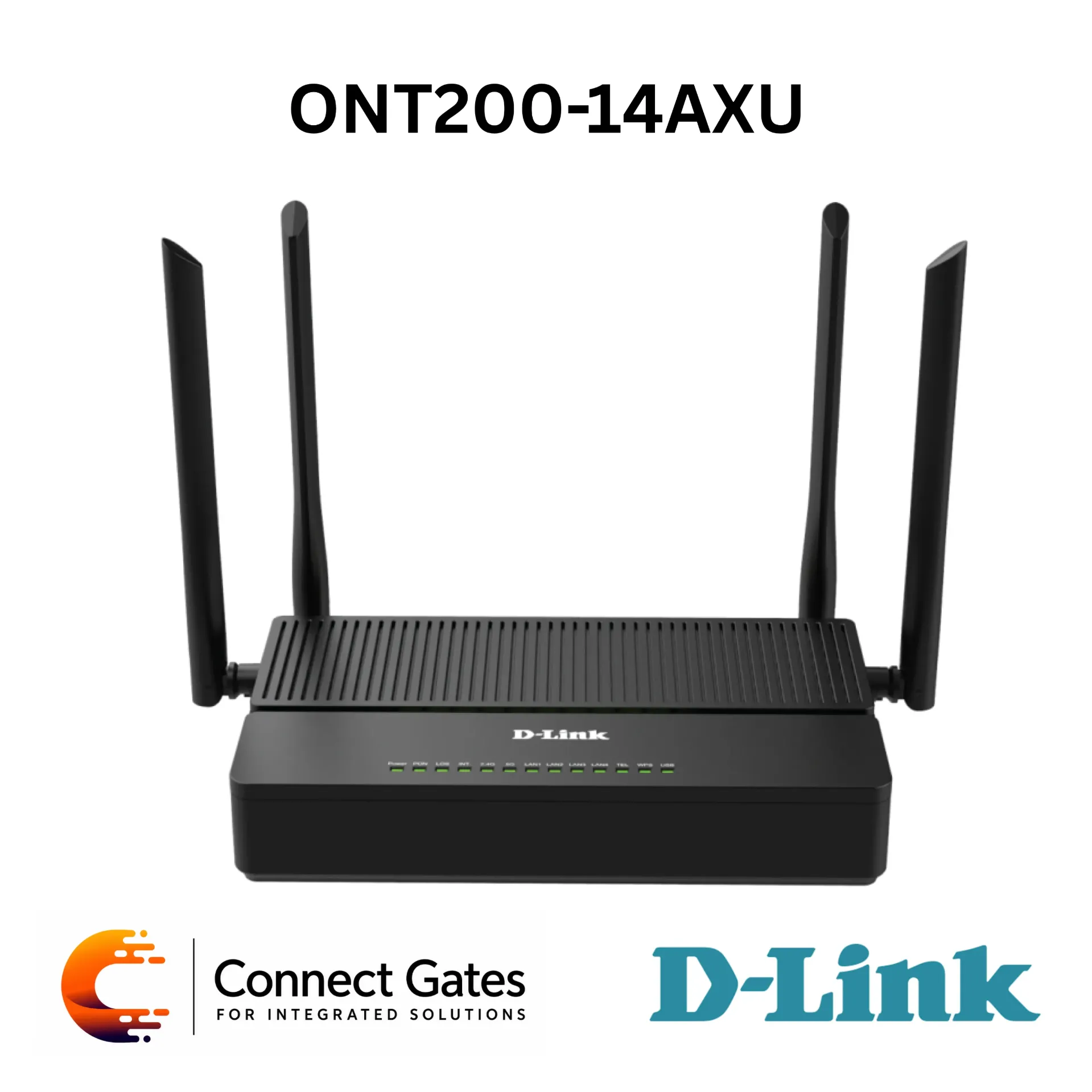 D-Link ONT200-14AXU – GPON ONT with Wi-Fi 6 Dual Band, 4 Gigabit LAN Ports, VoIP RJ-11, USB 2.0, OMCI Management & FTTH/FTTB/FTTO Support