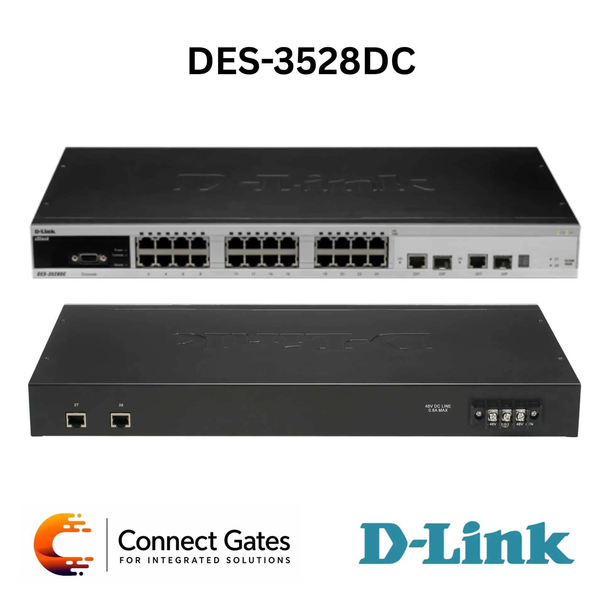 [DES-3528DC] 24-port 10/100Base-T + 2 1000Base-T ports+ 2 Combo 1000Base-T/SFP ports L2 Stackable Managed Switch with DC power