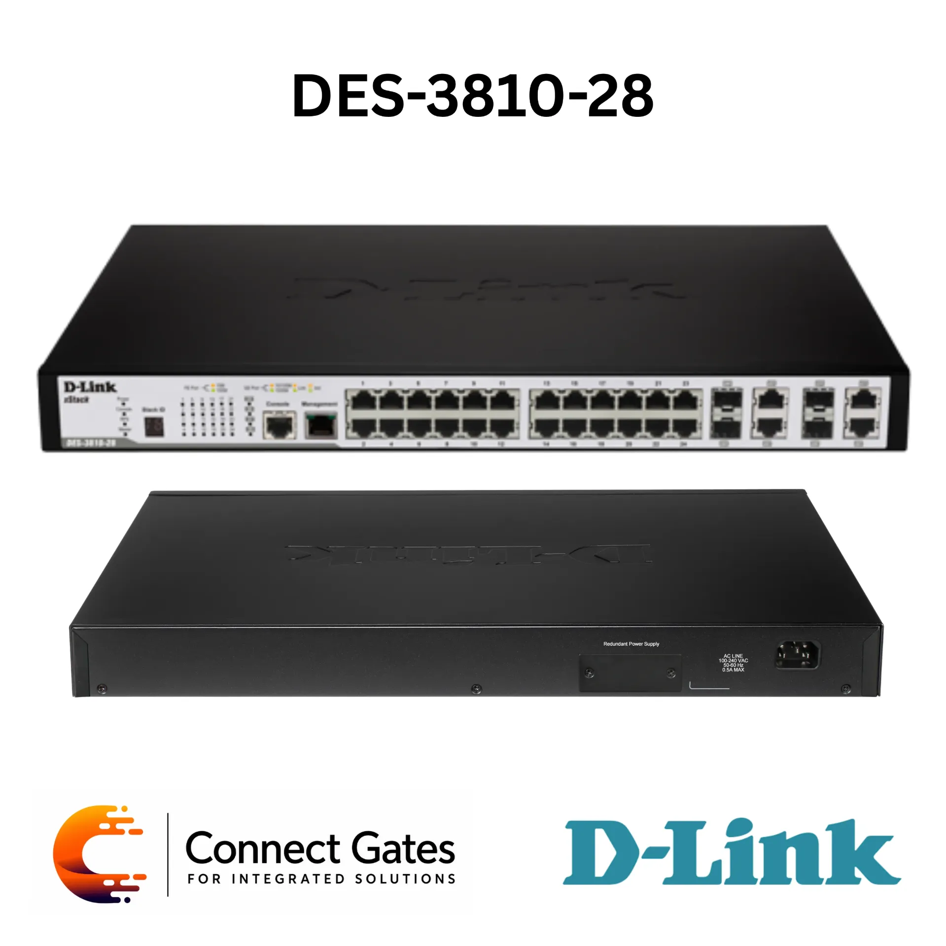 [DES-3810-28] 24-port 10/100Base-T + 2 SFP ports + 2 Combo 1000Base-T/SFP ports L3 Managed Switch