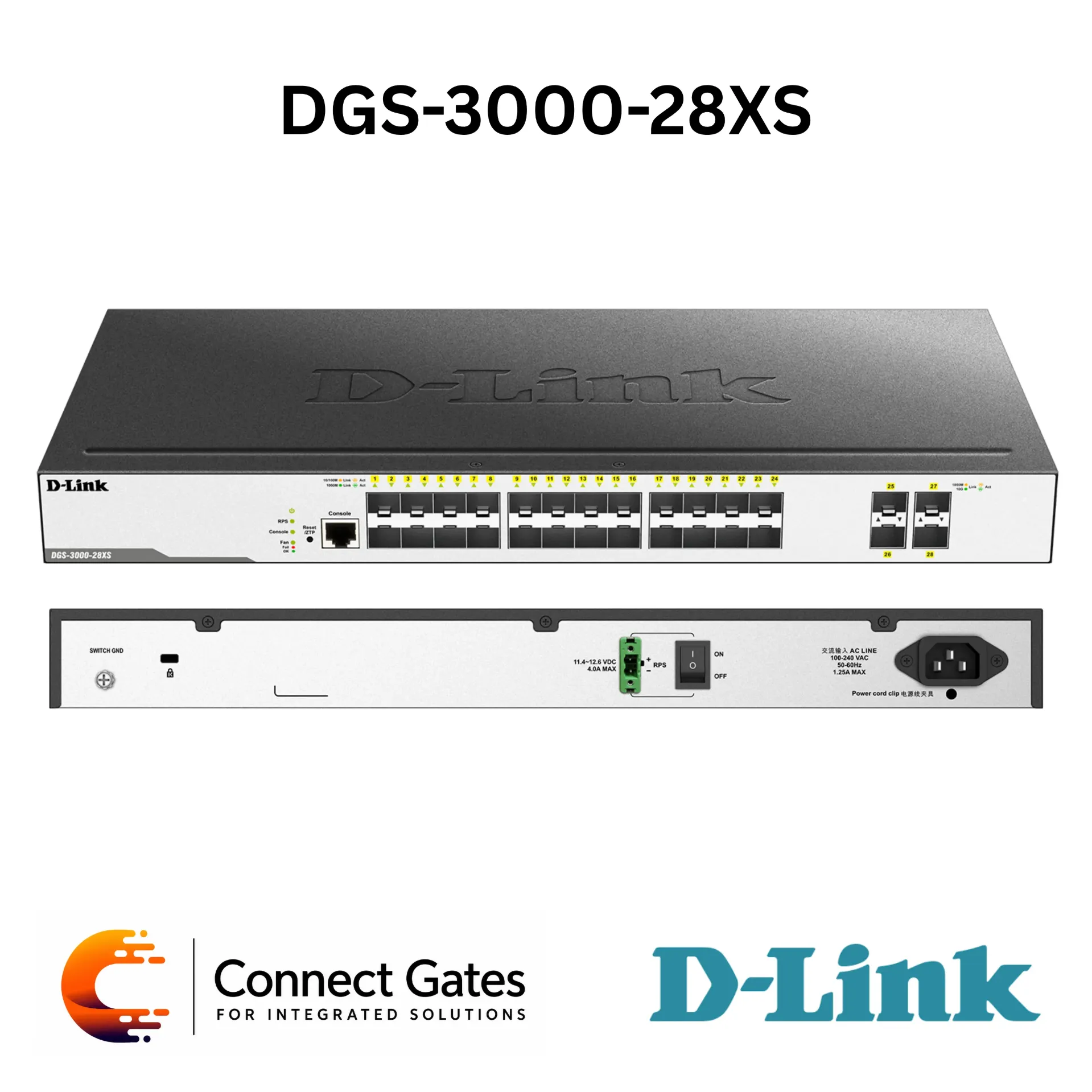 D-Link DGS-3000-28XS – 24-Port SFP Layer 2 Managed Gigabit Switch with 4 × 10G SFP+ Uplink Ports