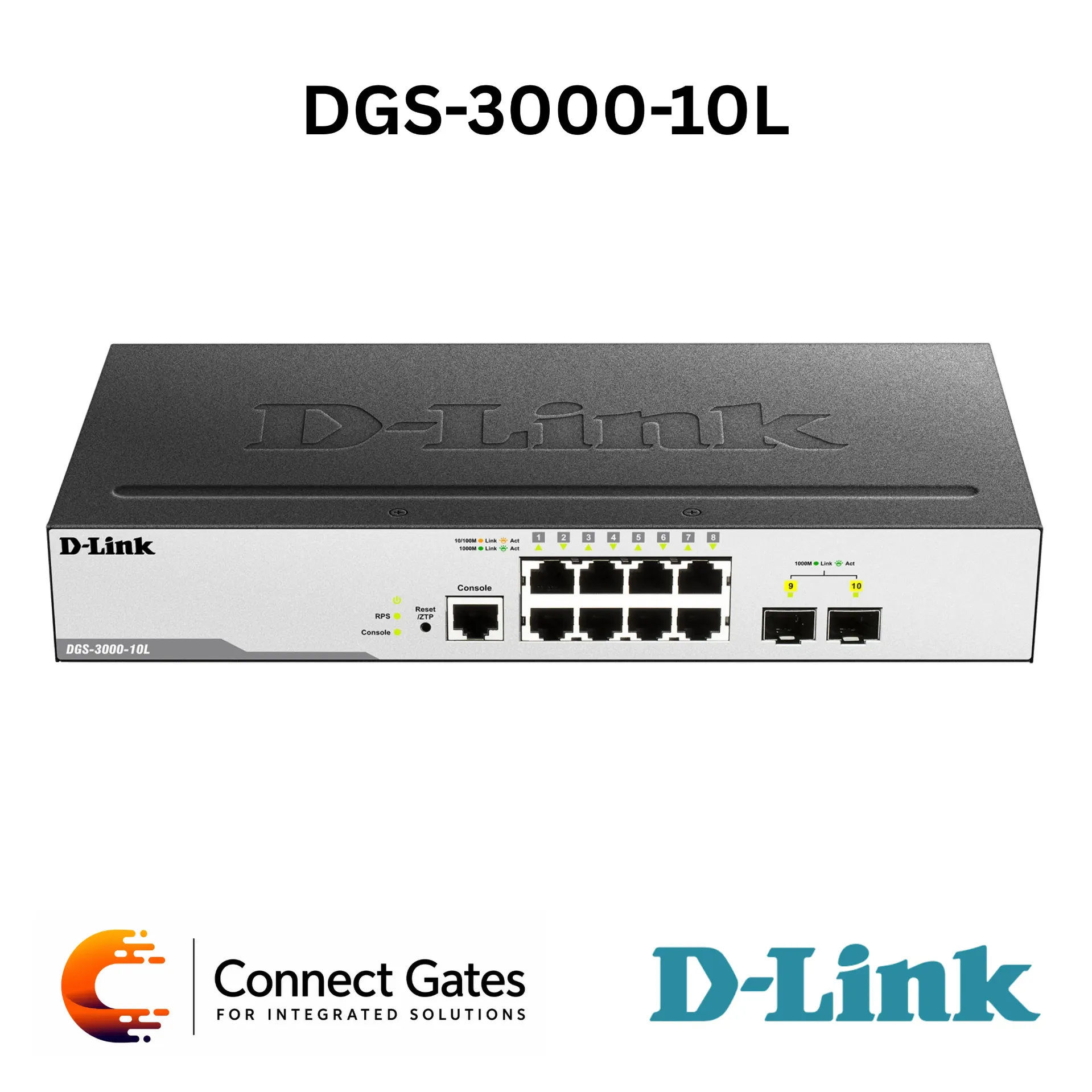 [DGS-3000-10L] D-Link DGS-3000-10L – 8-Port Gigabit Layer 2 Managed Switch with 2 SFP Uplink Ports