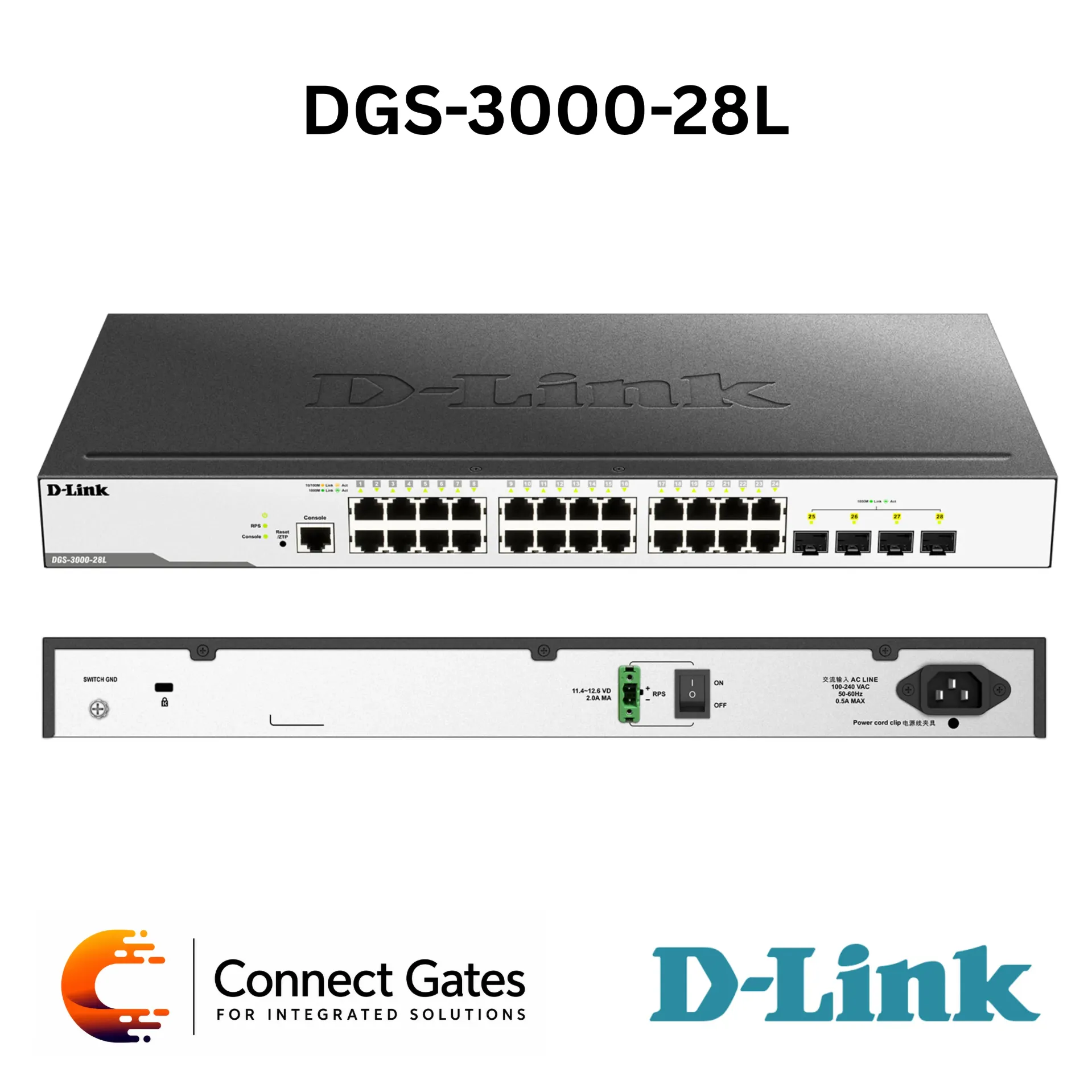 [DGS-3000-28L] D-Link DGS-3000-28L – 24-Port Gigabit Layer 2 Managed Switch with 4 SFP Uplink Ports