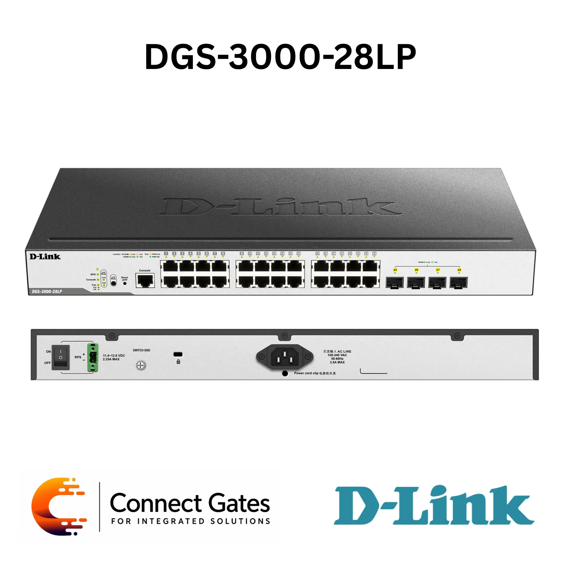 D-Link DGS-3000-28LP – 24-Port Gigabit PoE Layer 2 Managed Switch with 4 SFP Uplink Ports