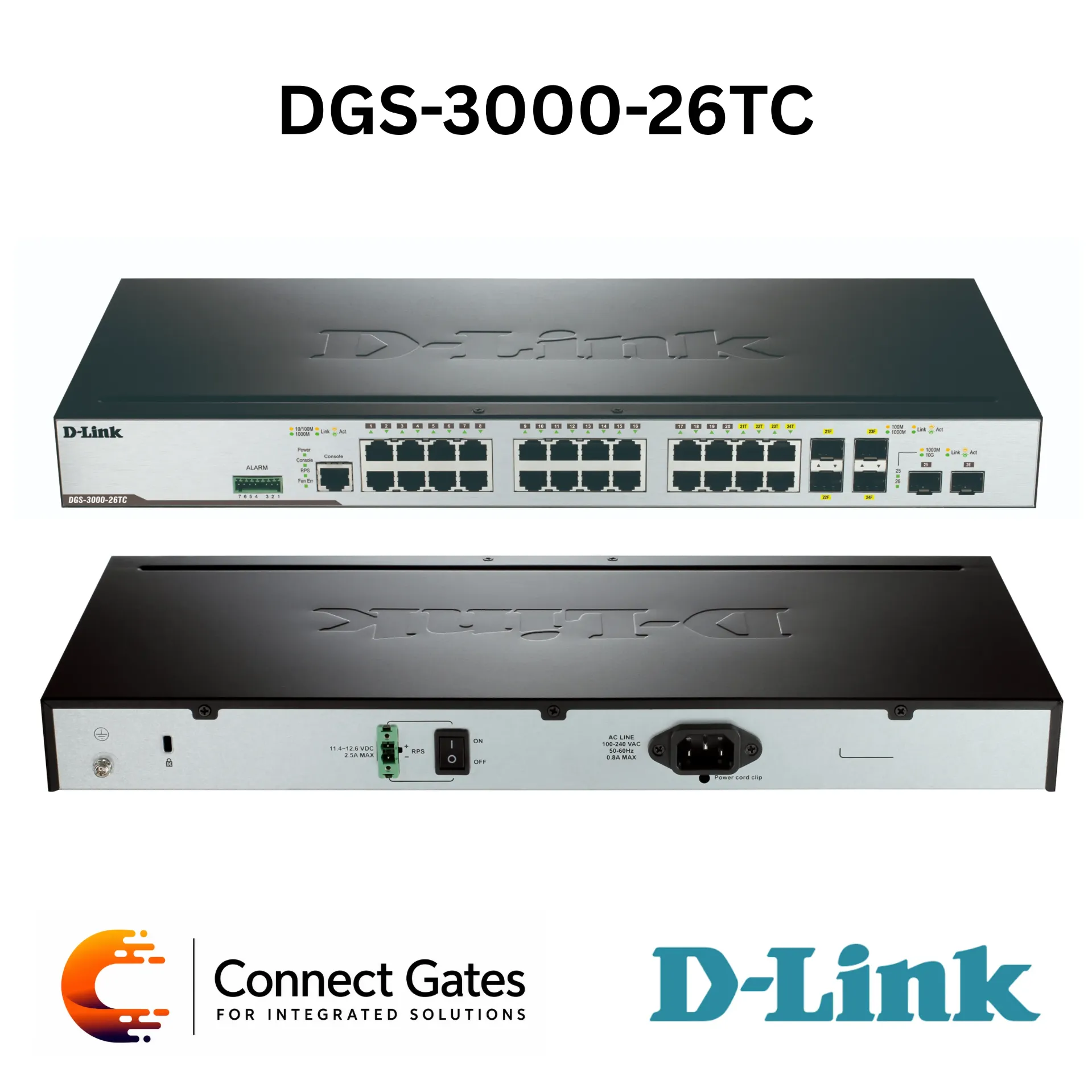 D-Link DGS-3000-26TC – 24-Port Gigabit Layer 2 Managed Switch with 2 × 10G SFP+ Uplink Ports