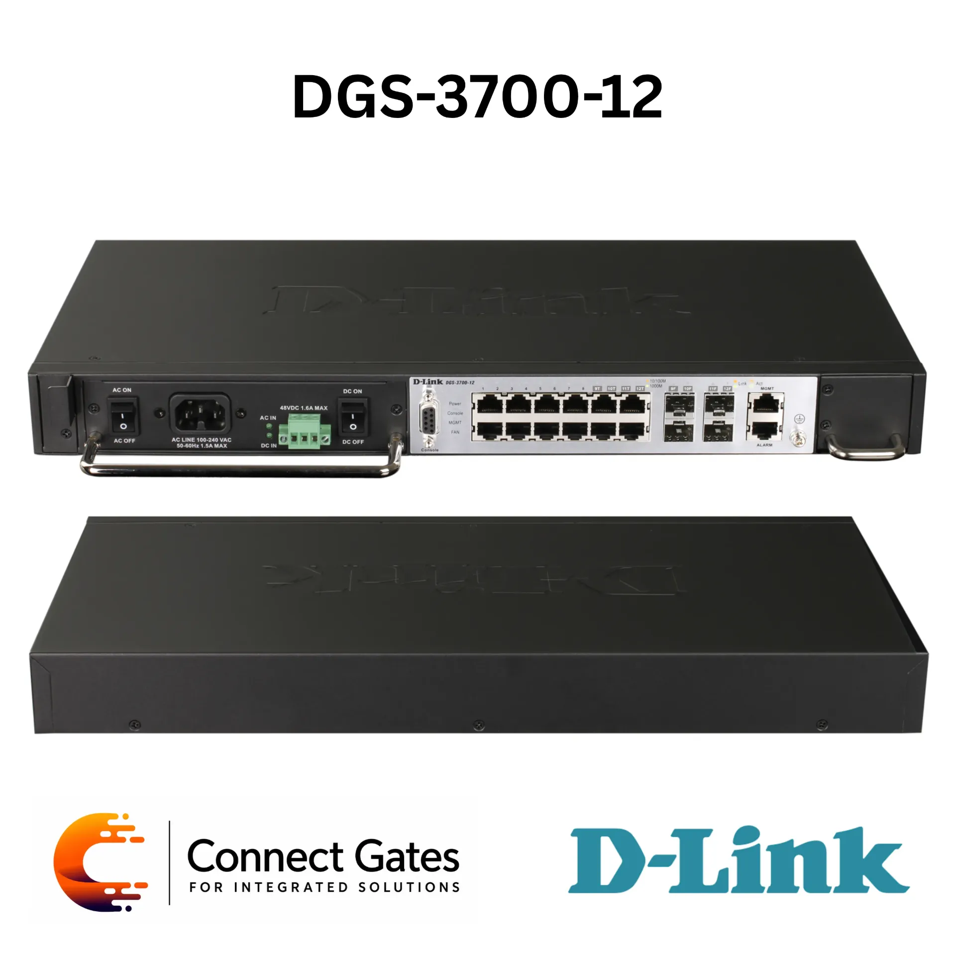 [DGS-3700-12] D-Link DGS-3700-12 – 8-Port Gigabit Managed Layer 2 Metro Switch with 4 Combo SFP Ports