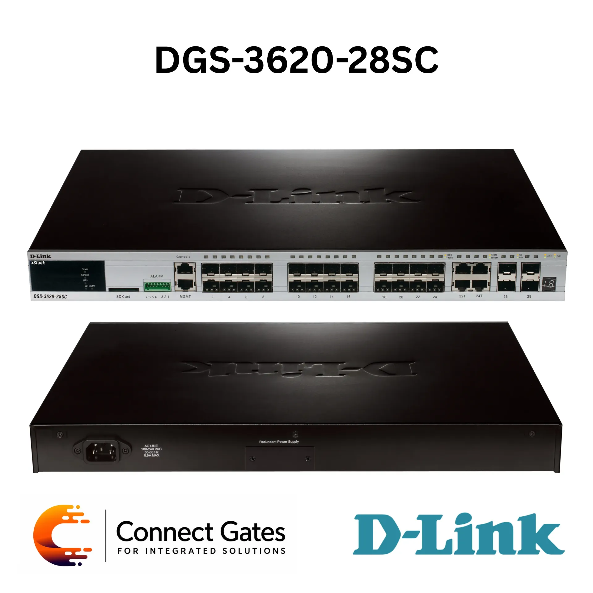 [DGS-3620-28SC] D-Link DGS-3620-28SC – 28-Port SFP Gigabit Layer 3 Managed Stackable Switch with 4 × 10G SFP+ Ports