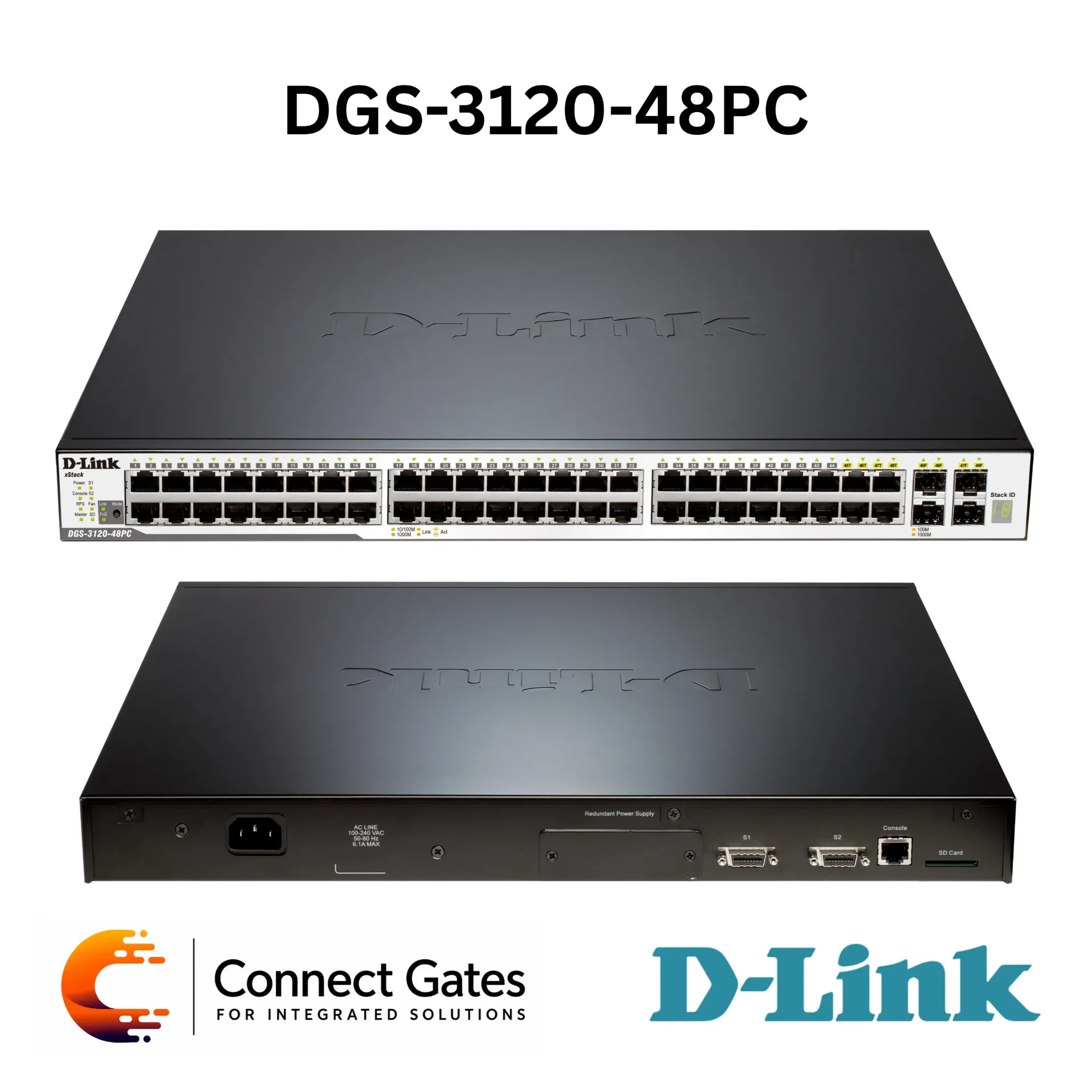 D-Link DGS-3120-48PC – 48-Port Gigabit Layer 2 Managed PoE Switch with 4 Combo SFP Ports & 40G Stacking