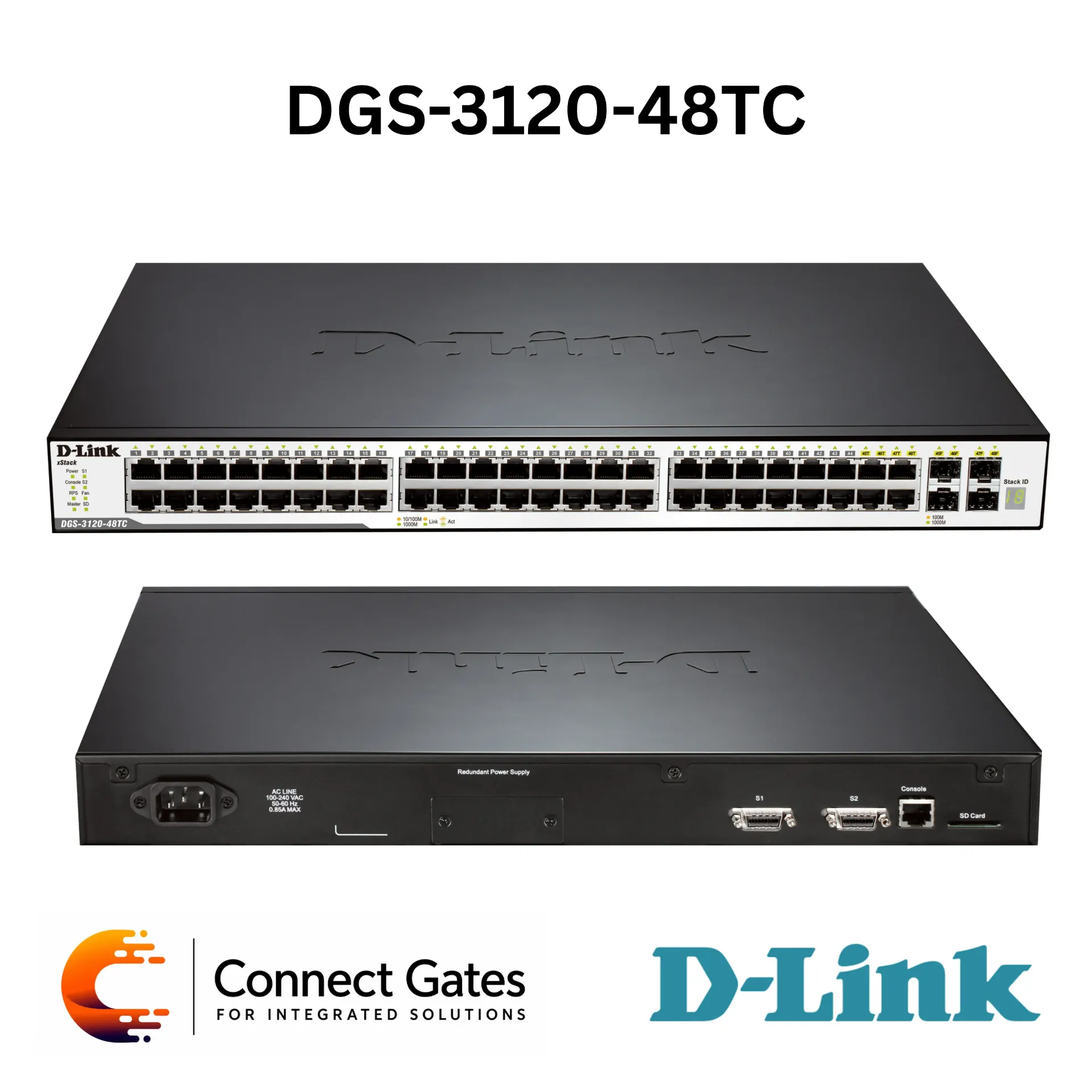 [DGS-3120-48TC] D-Link DGS-3120-48TC – 48-Port Gigabit xStack Layer 2 Managed Stackable Switch with 4 Combo SFP Ports & 40G Stacking