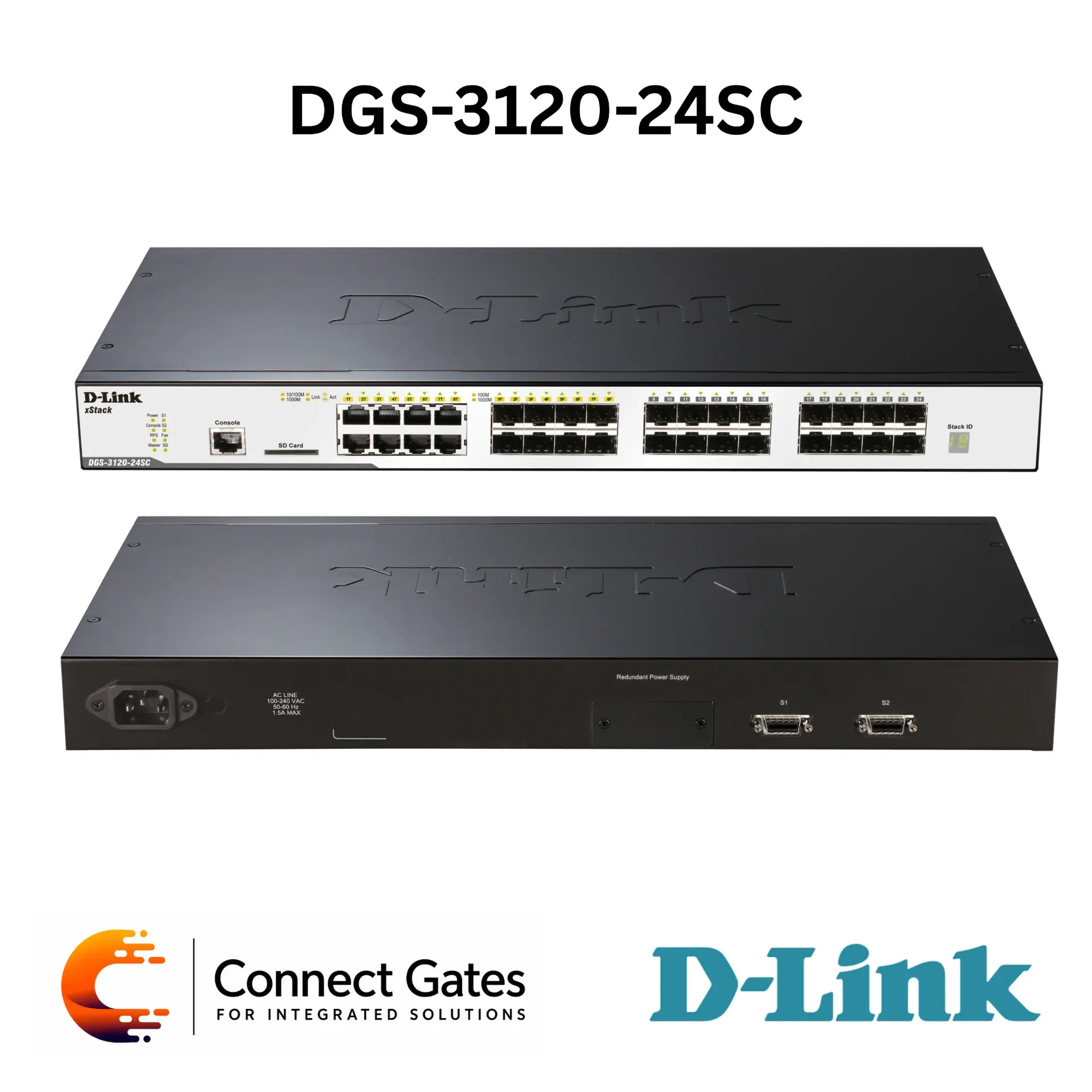 [DGS-3120-24SC] D-Link DGS-3120-24SC – 24-Port Gigabit xStack Layer 3 Managed Stackable Fiber Switch with 16 SFP Ports & 8 Combo SFP/RJ45 Ports