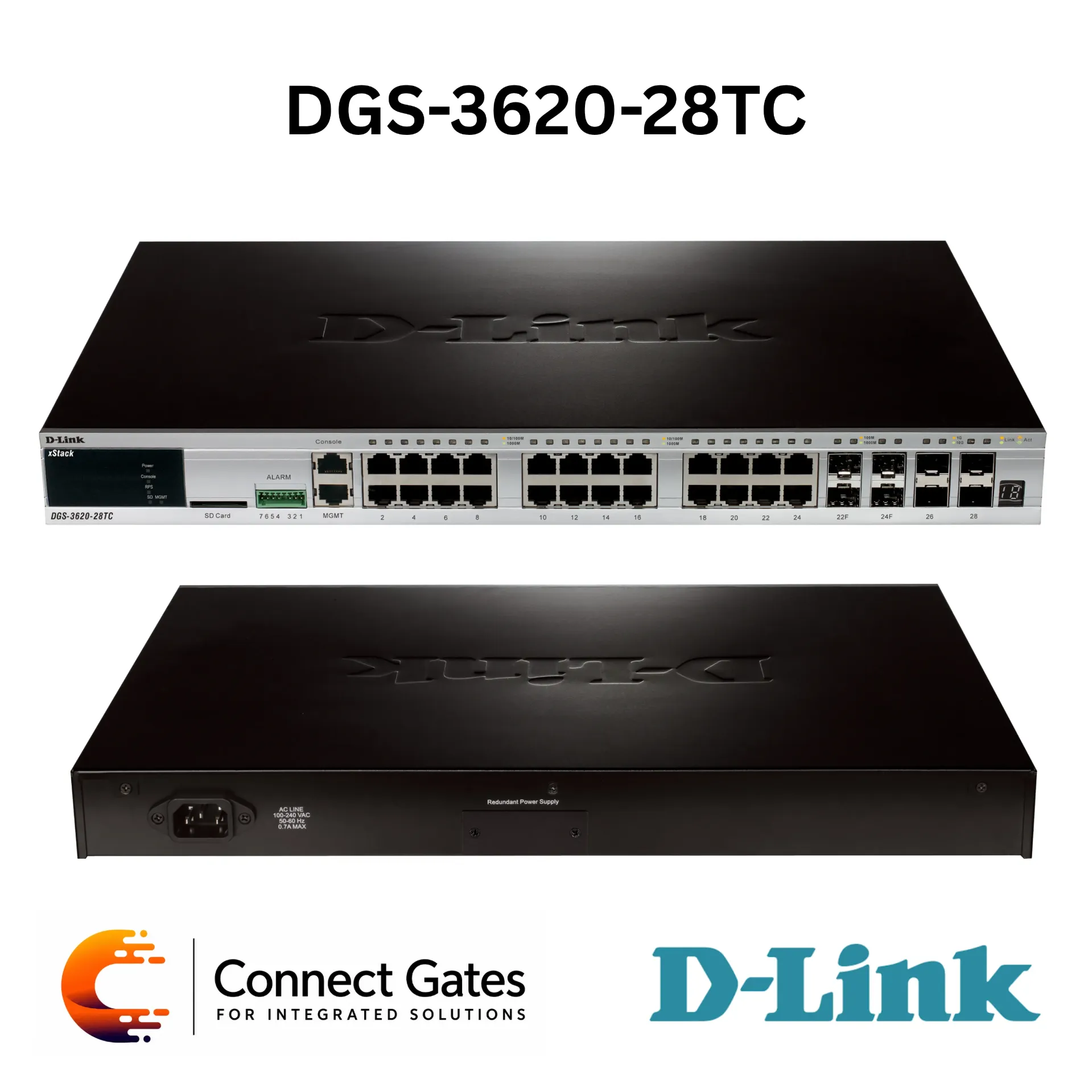 [DGS-3620-28TC] D-Link DGS-3620-28TC – 24-Port Gigabit xStack Layer 3 Managed Stackable Switch with 4 × 10G SFP+ Uplink Ports