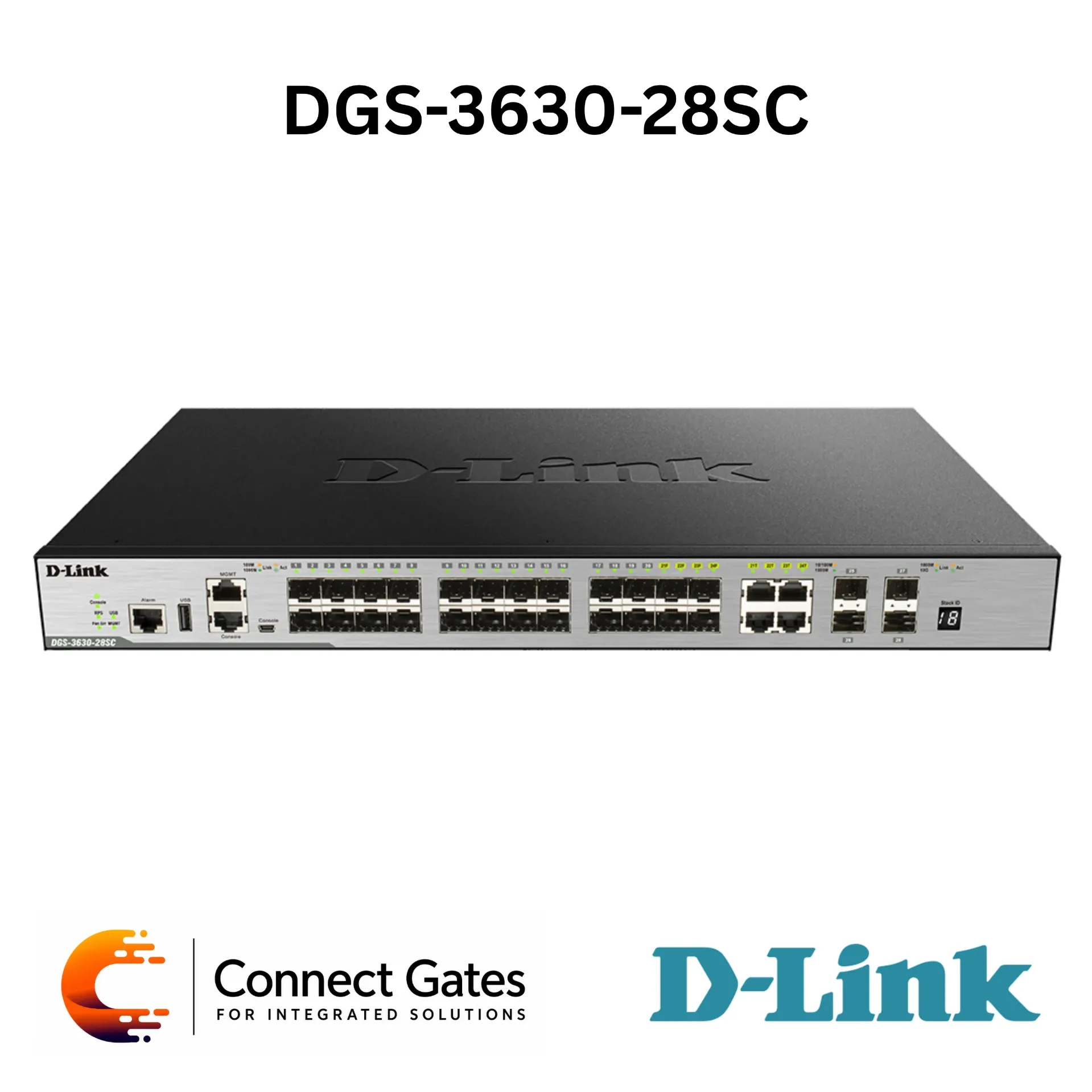 D-Link DGS-3630-28SC – 24-Port Gigabit SFP Layer 3 Stackable Managed Switch with 4 × 10G SFP+ Uplink Ports