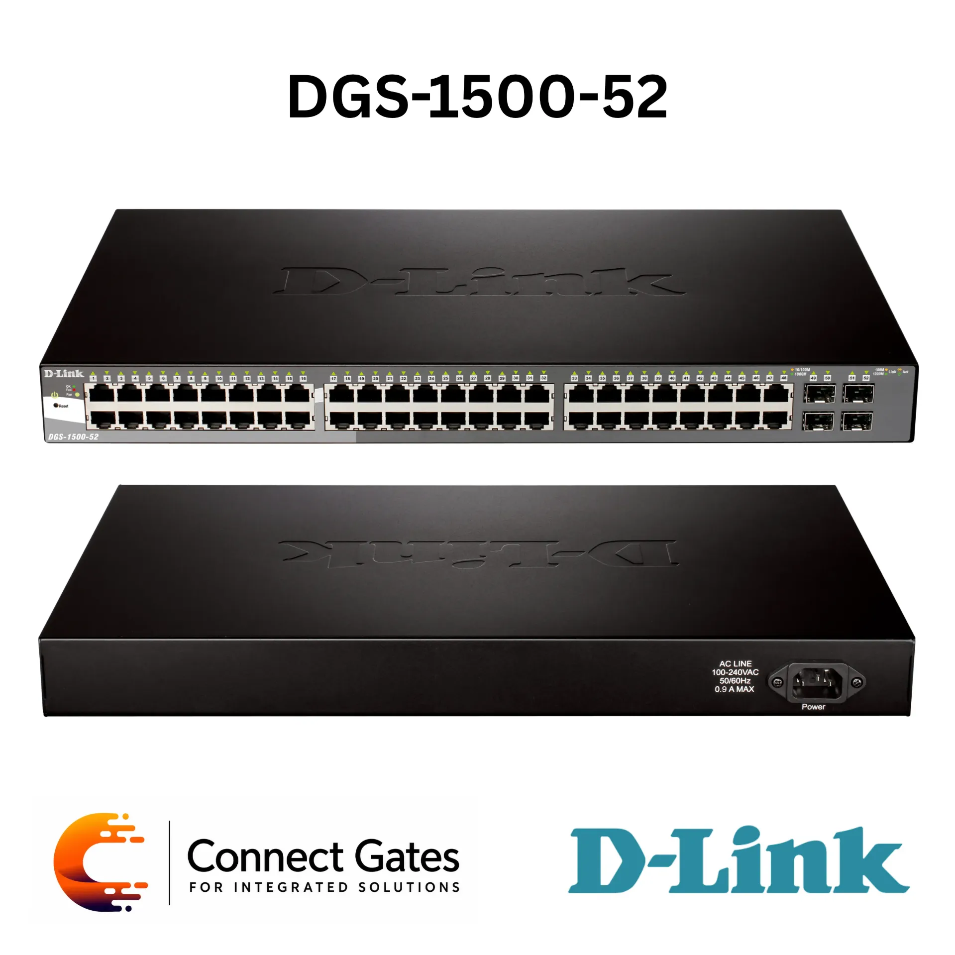 D-Link DGS-1500-52 – 48-Port Gigabit SmartPro Managed Switch with 4 × Dual-Speed SFP Ports