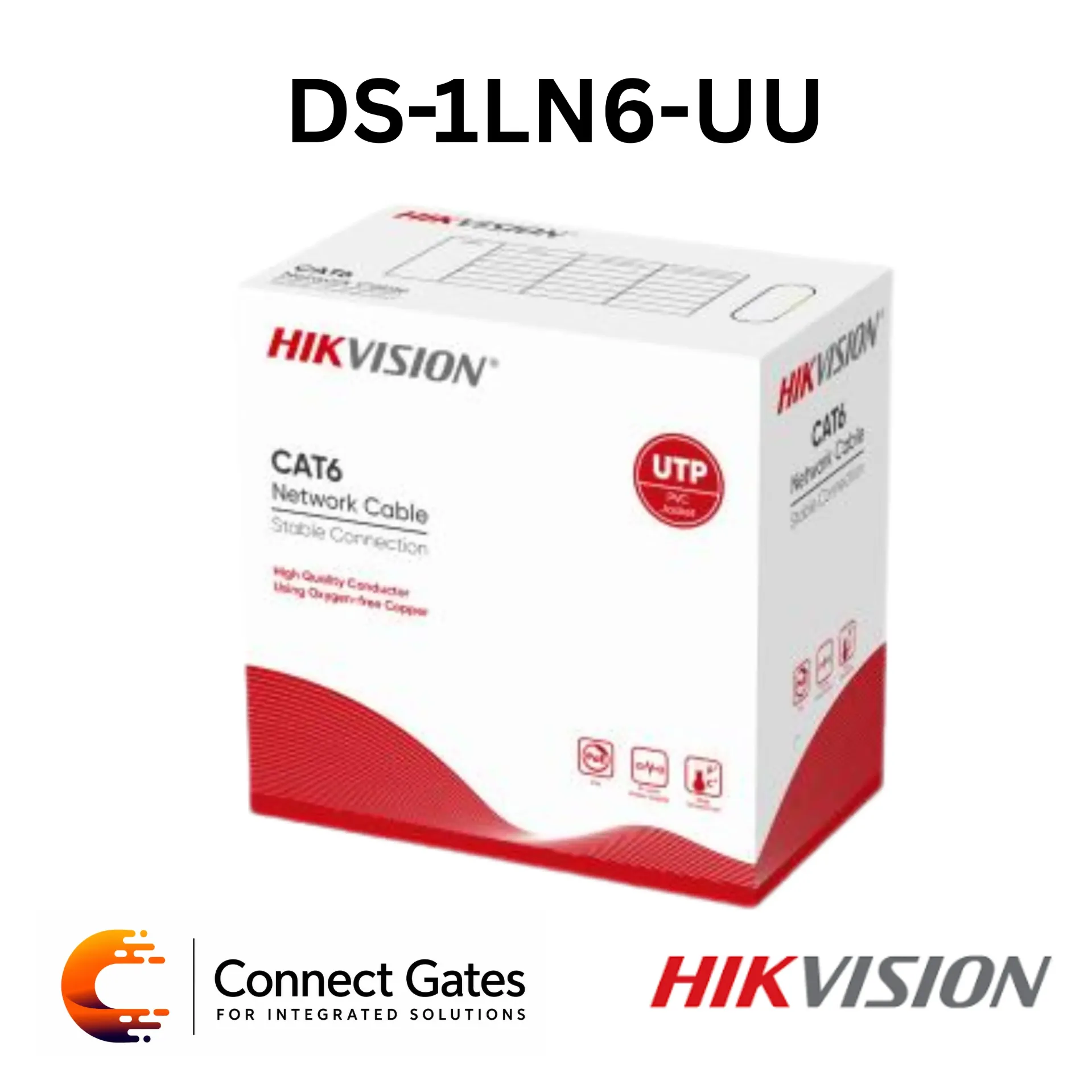 [DS-1LN6-UU] Hikvision DS-1LN6-UU – U/UTP Cat6 PVC 23AWG Solid Bare Copper Cable 305m Orange