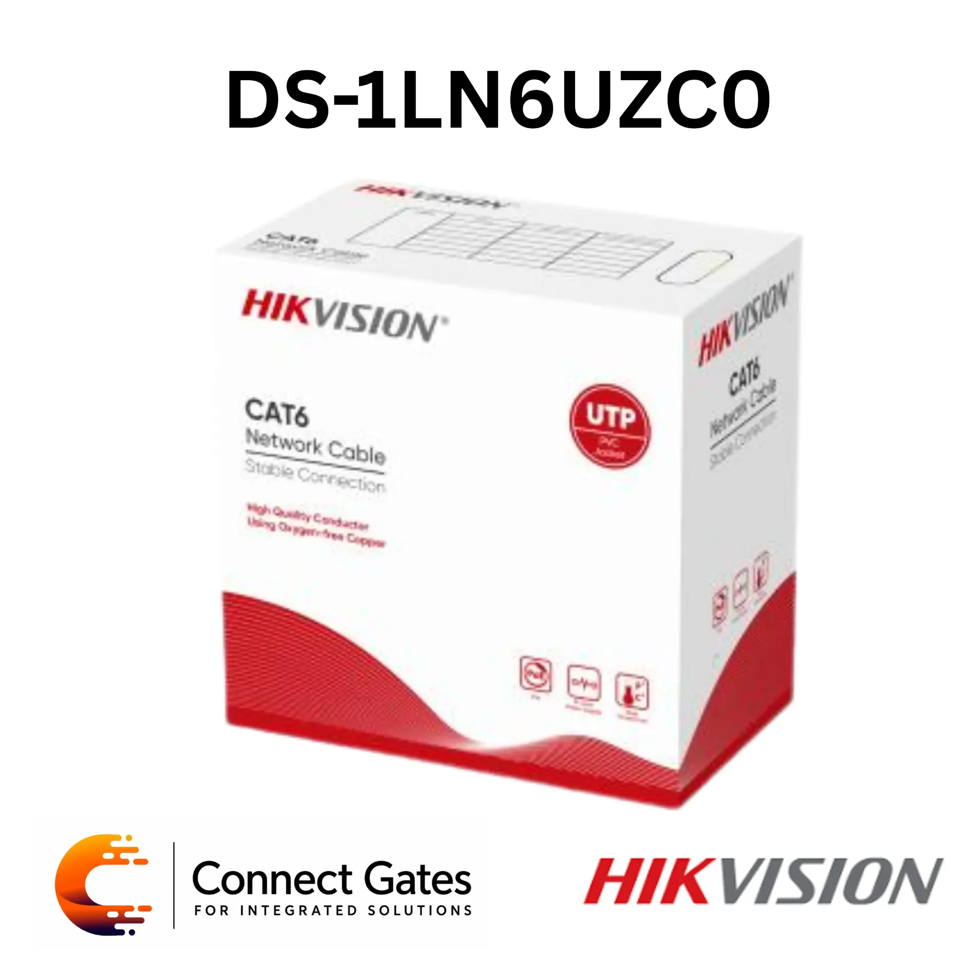 [DS-1LN6UZC0] Hikvision DS-1LN6UZC0 – U/UTP Cat6 PVC 24AWG Solid Bare Copper Cable 305m