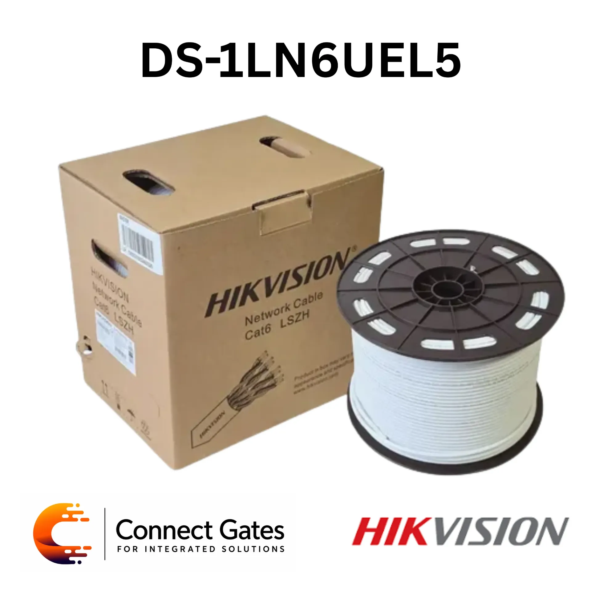 [DS-1LN6UEL5] Hikvision DS-1LN6UEL5 – U/UTP Cat6 LSZH 24AWG Solid Bare Copper Cable 305m White