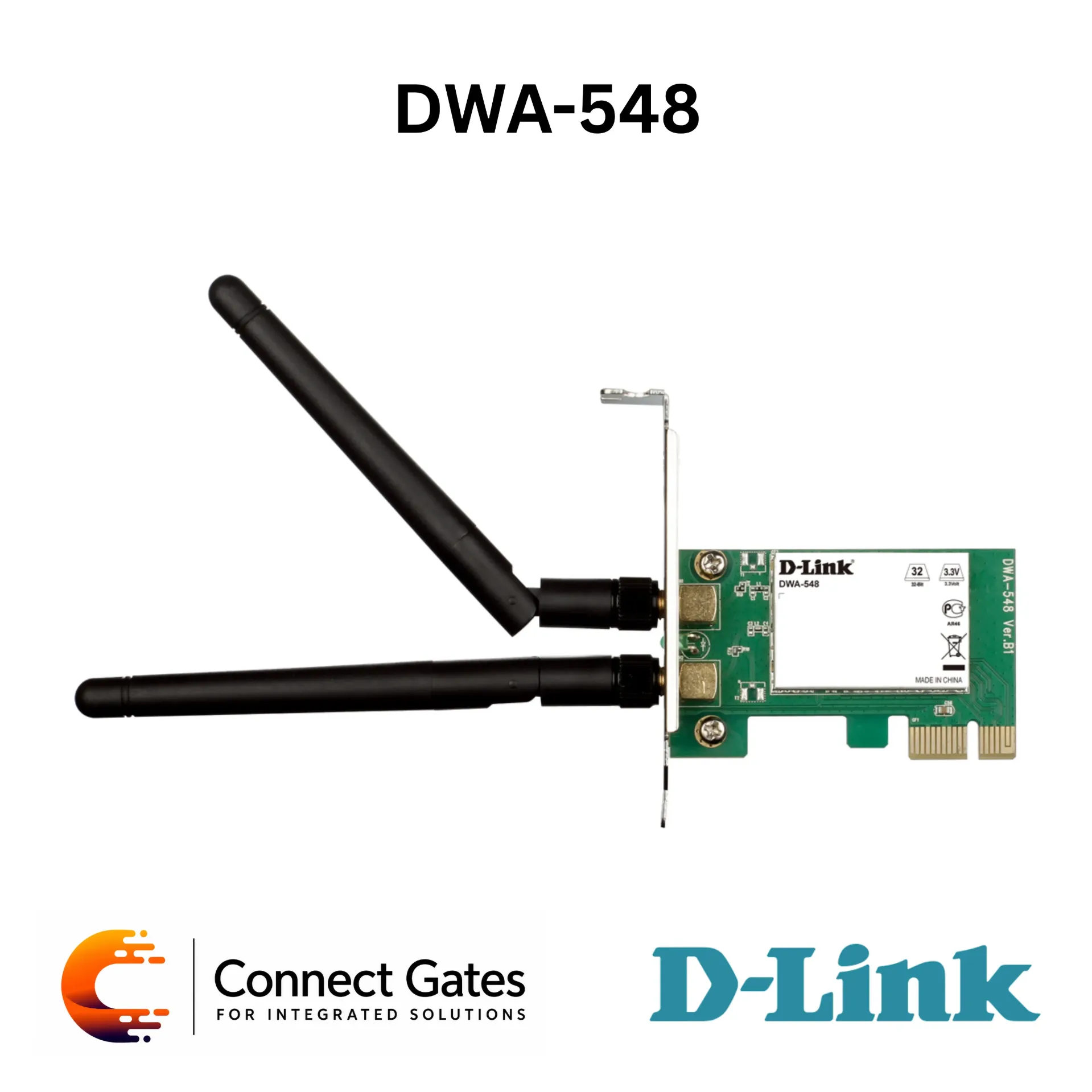 D-Link DWA-548 – Wireless N300 PCI Express Desktop Adapter with PCIe Interface, Detachable 2dBi Antenna, WPA/WPA2, WEP & WPS